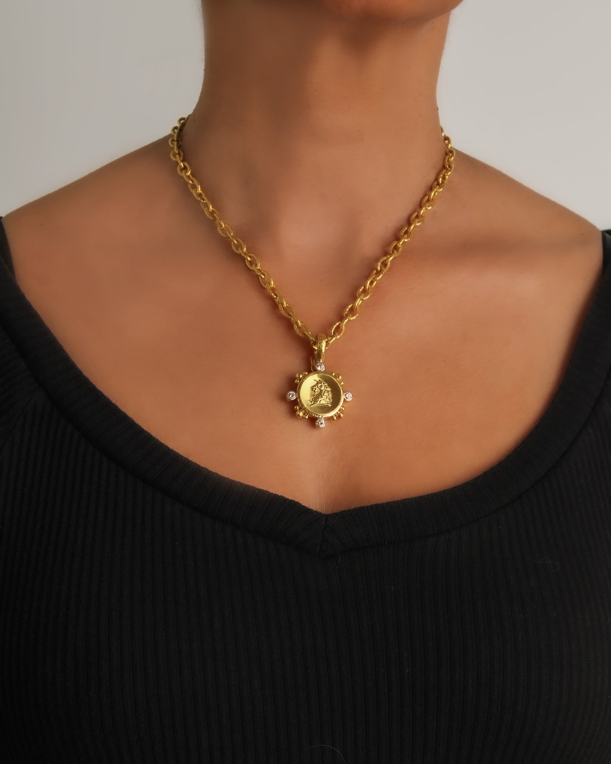 Gold 'Unicorn' with Diamonds Pendant