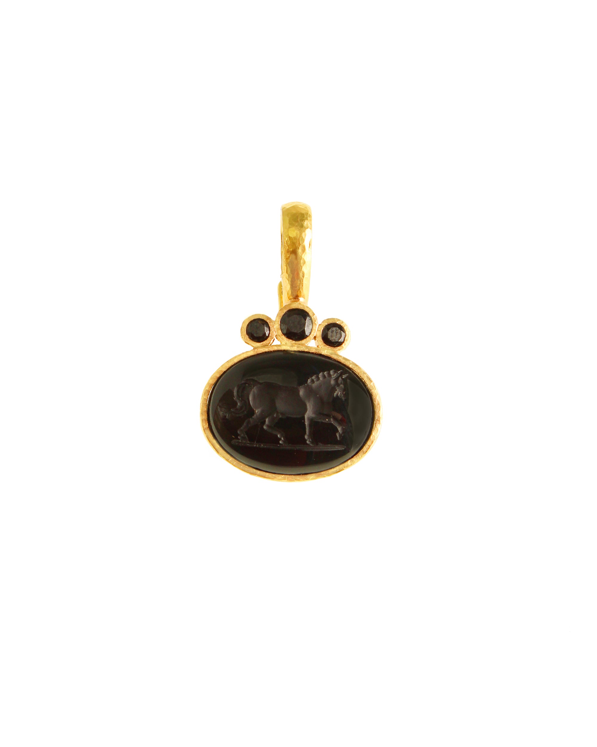 Onyx 'Roman Horse' with Black Spinel Pendant
