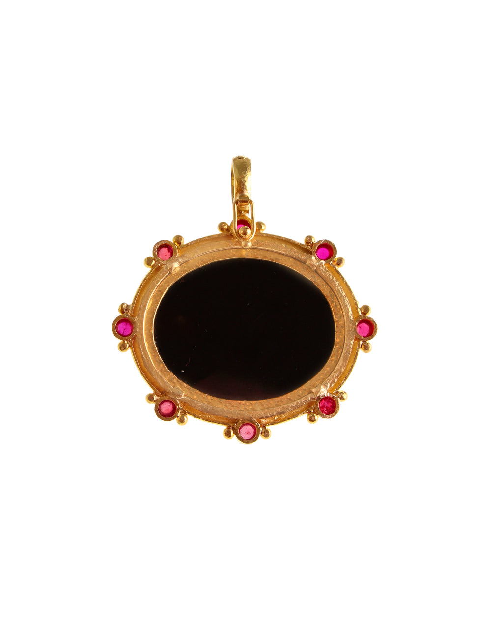 Antique Micromosaic 'Floral' with Rubies Pendant