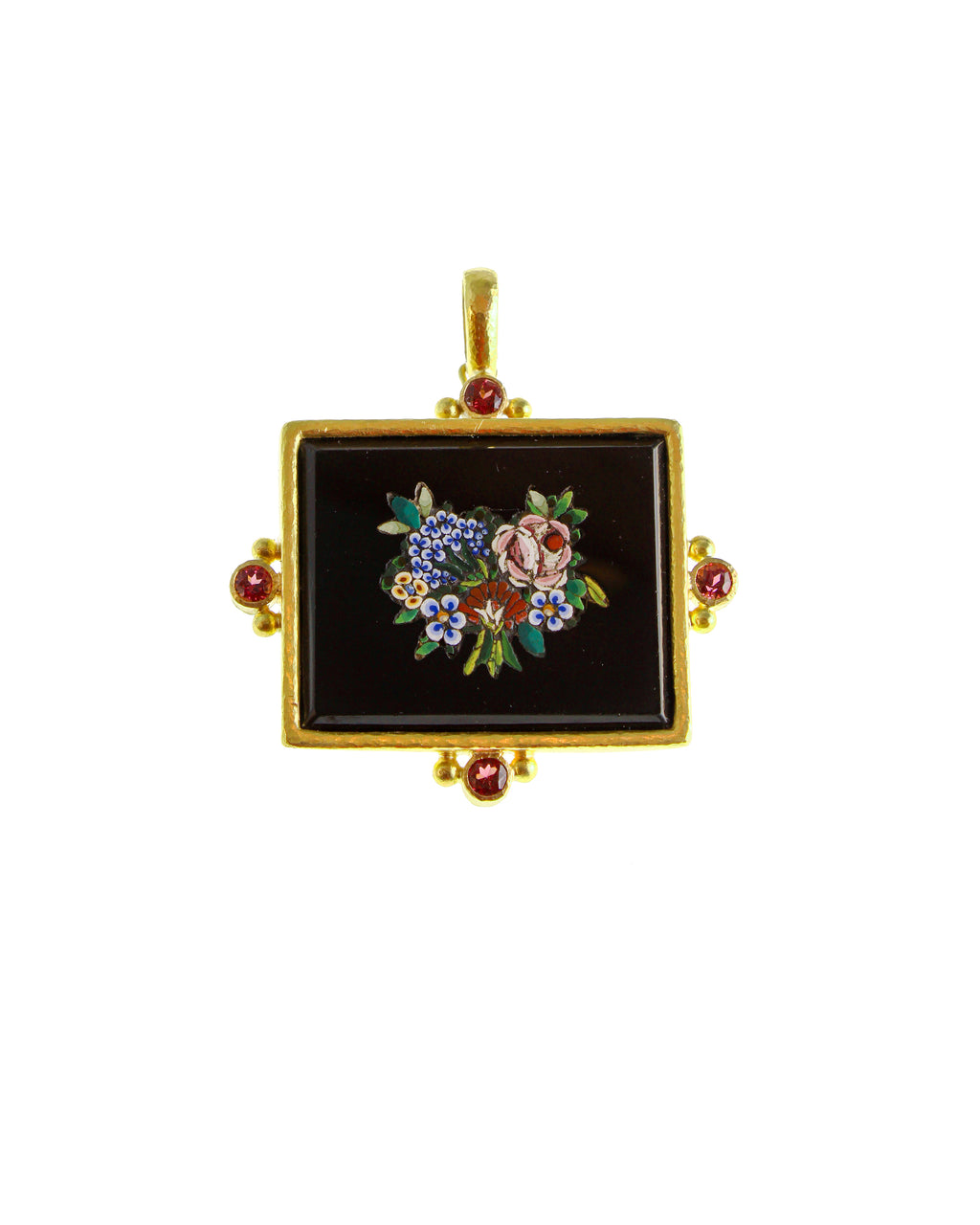 Antique 'Floral'  with Rhodolite Micromosaic