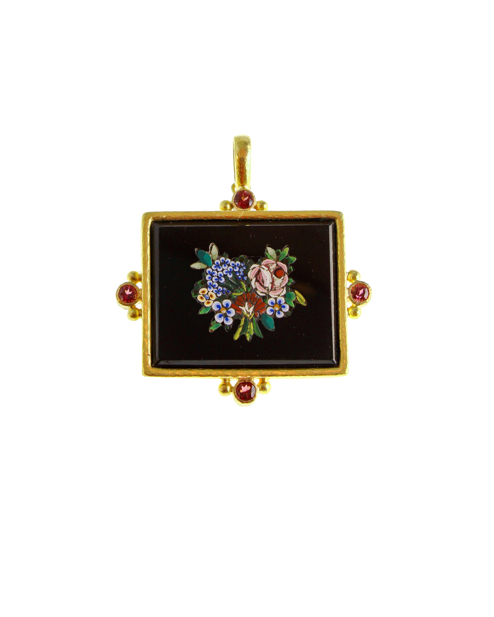 Antique 'Floral'  with Rhodolite Micromosaic