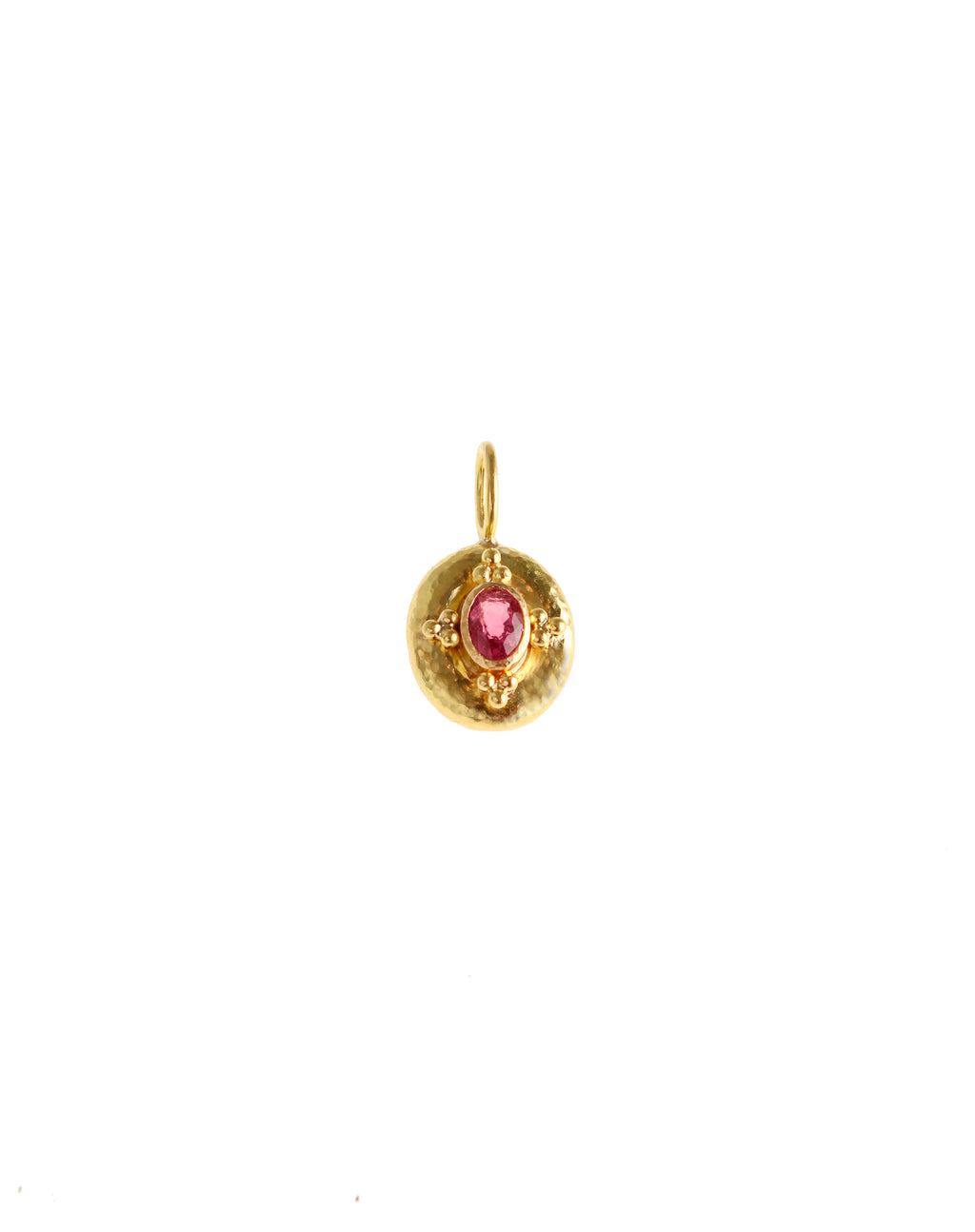 Pink Tourmaline with Gold Triads Pendant