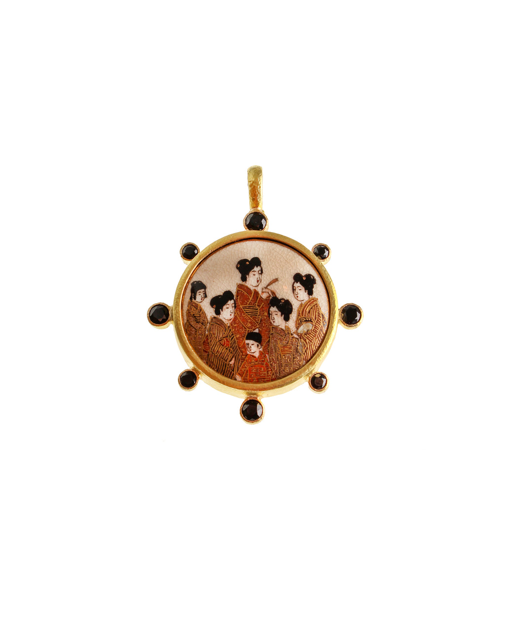 Antique Satsuma 'Five Geishas with Child'  Pendant