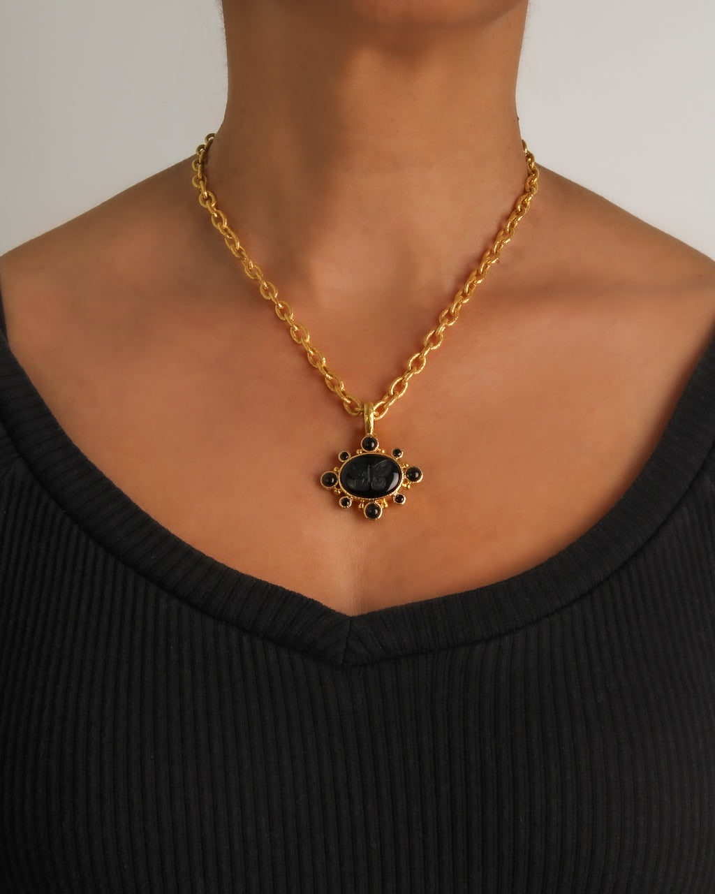Onyx 'Moth' with Black Spinel Pendant