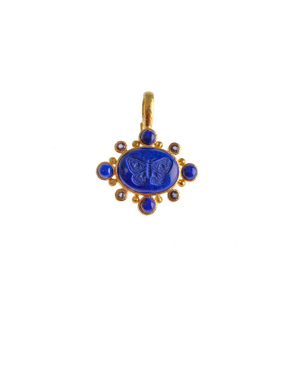 Lapis 'Moth' with Iolite Pendant