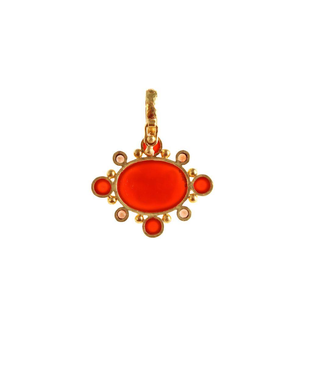 Carnelian 'Moth' with Brown Zircon Pendant
