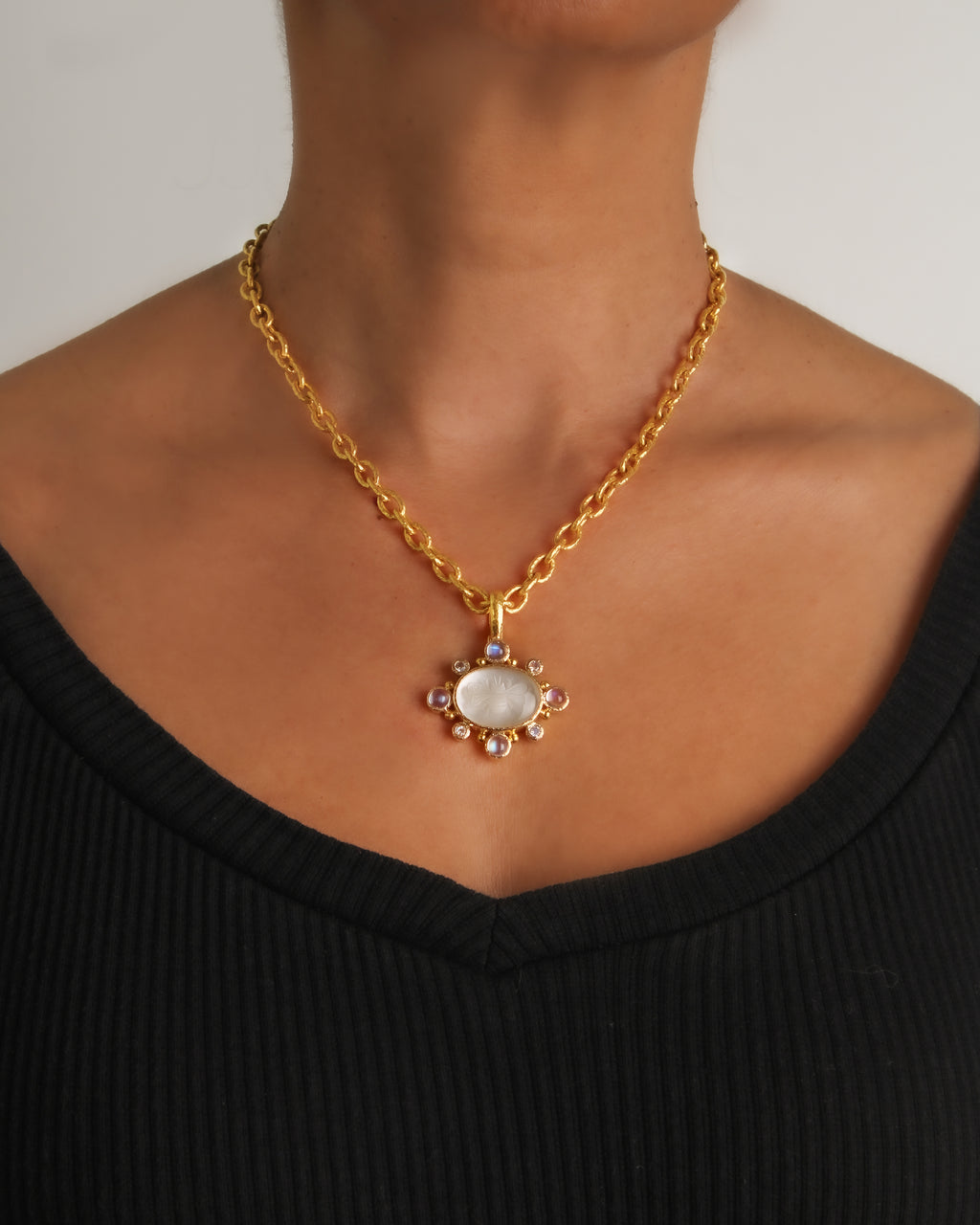 Rock Crystal 'Moth' with Moonstone Pendant