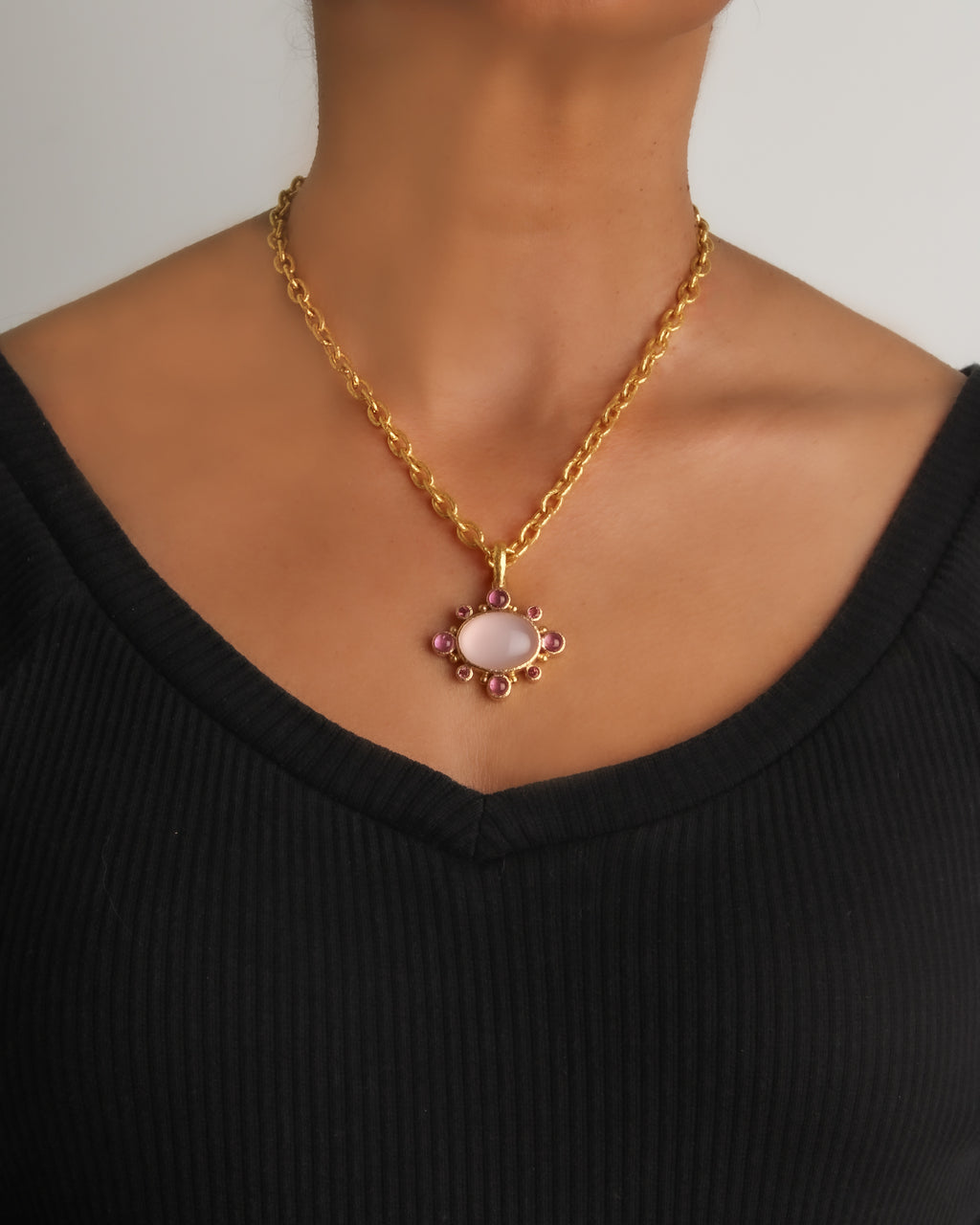 Rose Quartz and Pink Tourmaline Pendant