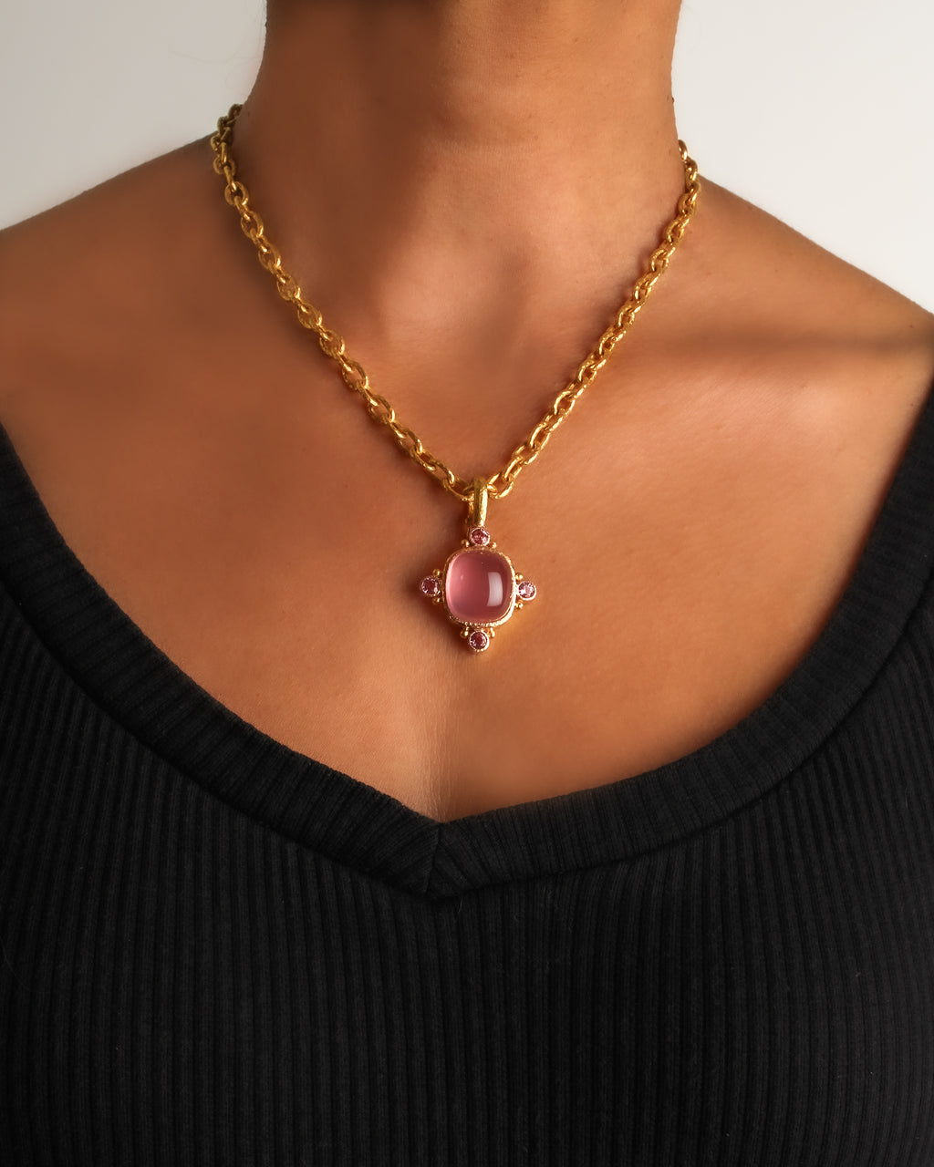 Rose Quartz and Pink Sapphire Pendant