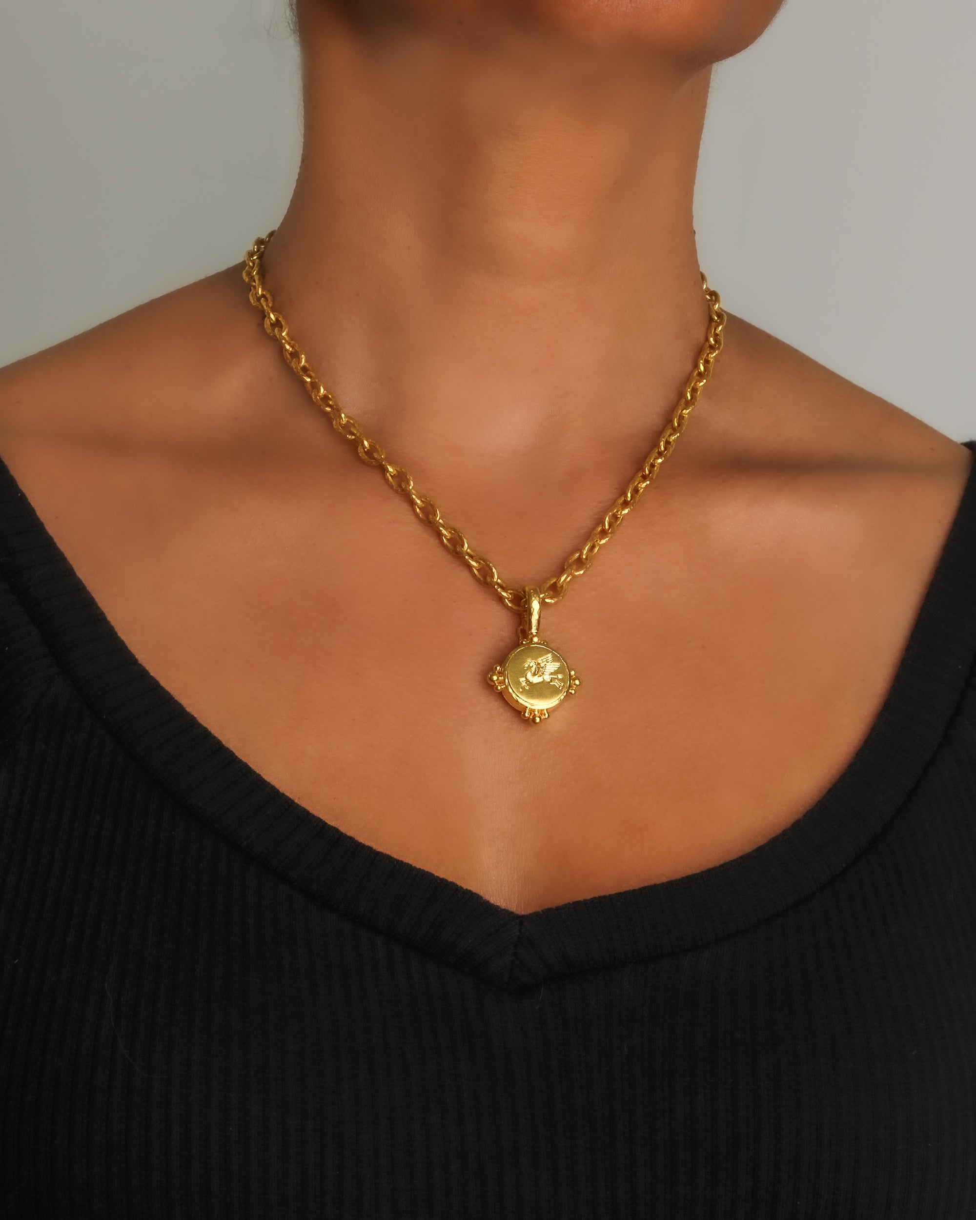 Gold Round 'Pegasus' Pendant