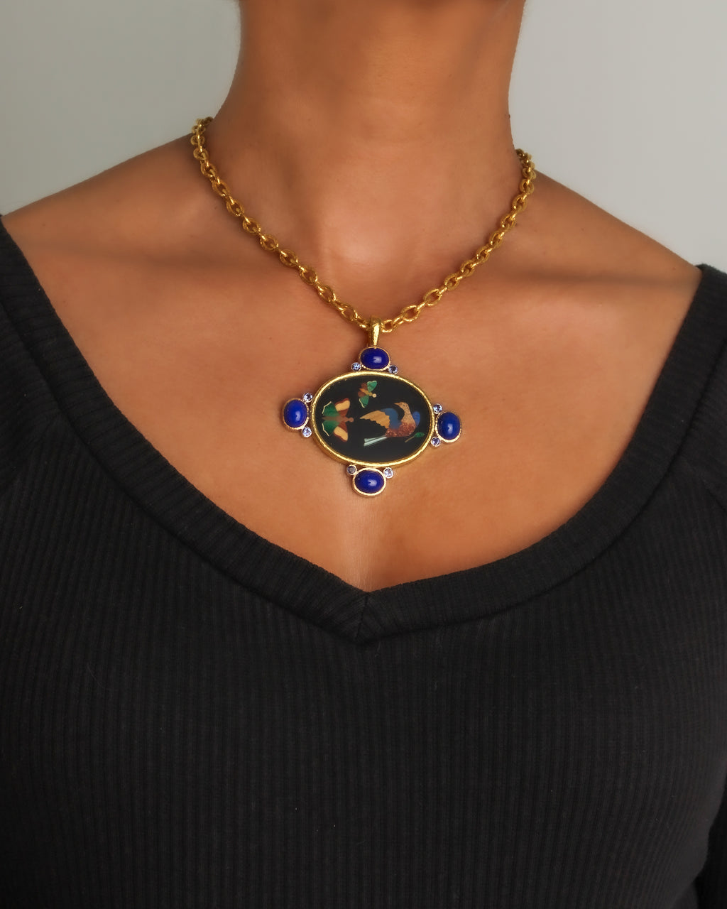 Pietra Dura 'Dove and Two Butterflies' Pendant