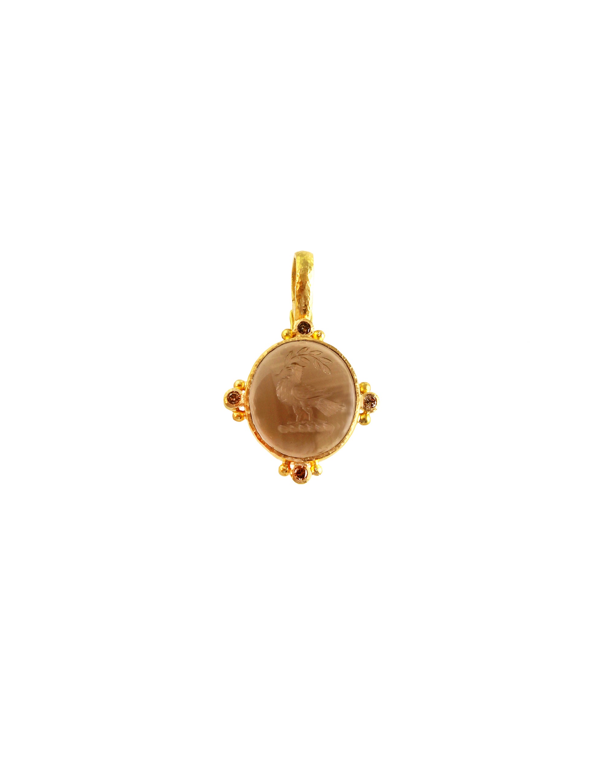Smoky Quartz 'Dove with Branch' Pendant