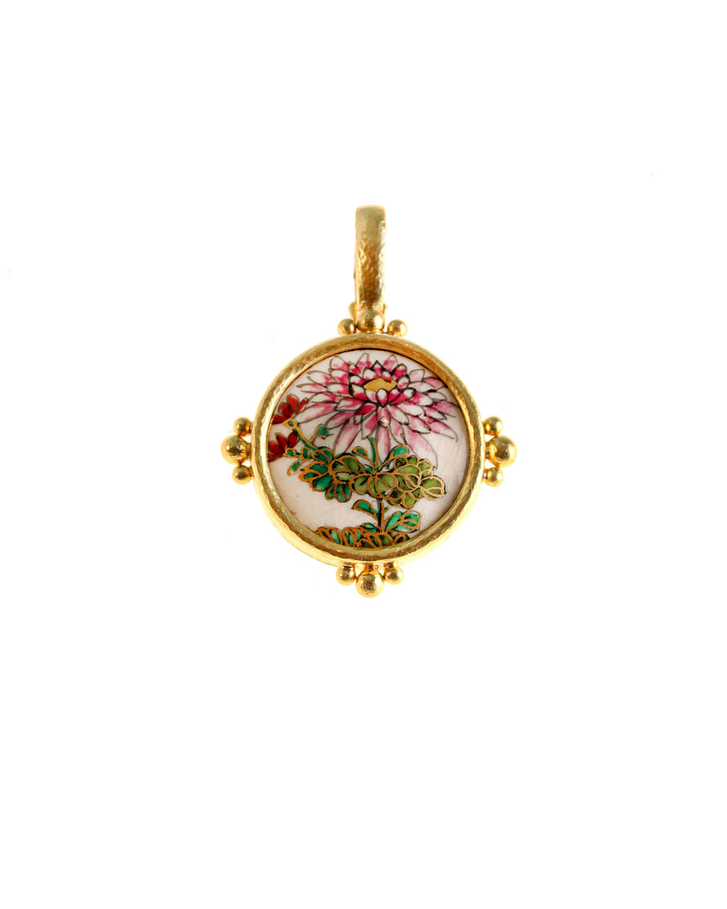 Antique Satsuma Porcelain Button Pendant