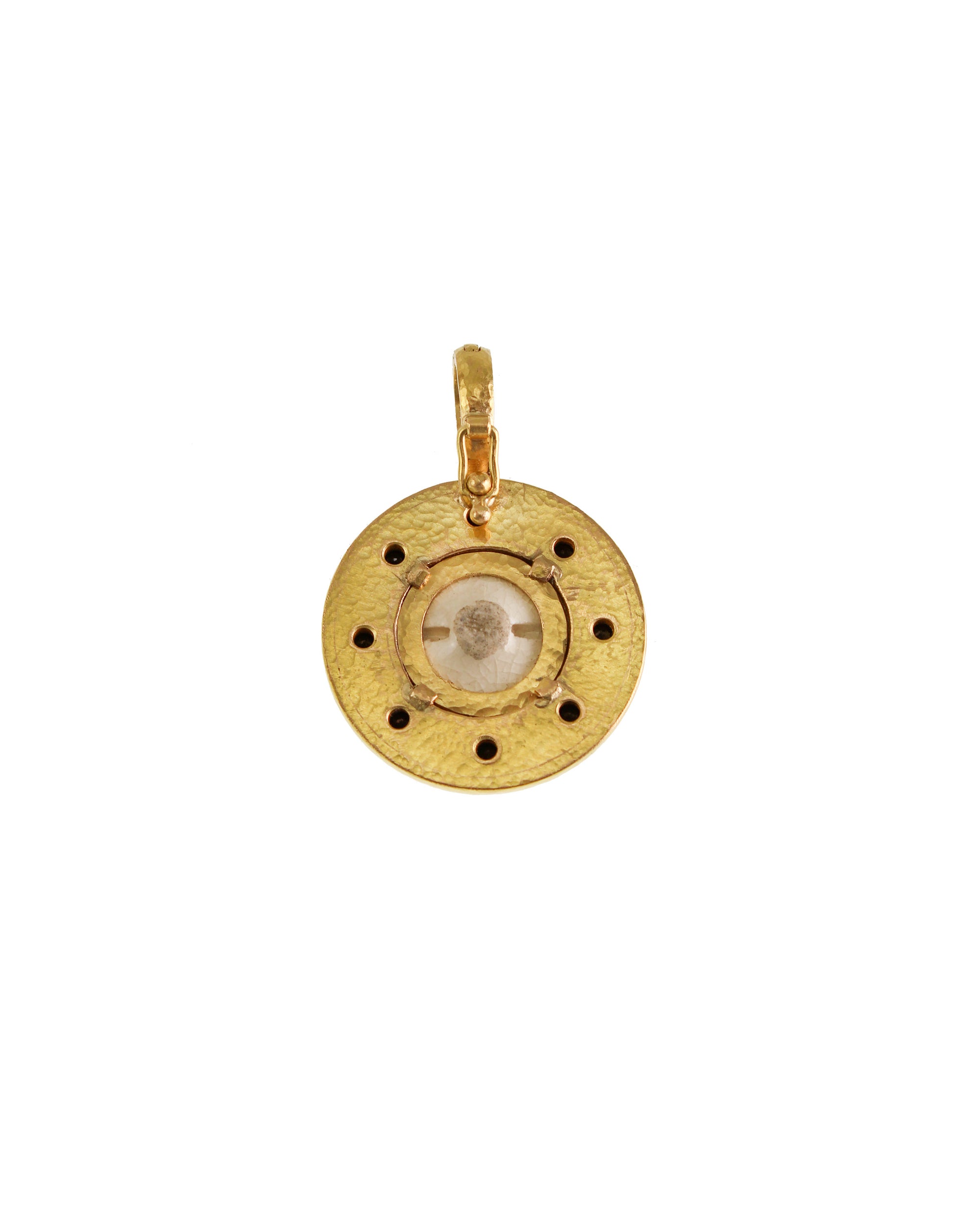 'Two Geishas' Satsuma Button Pendant with Spinel
