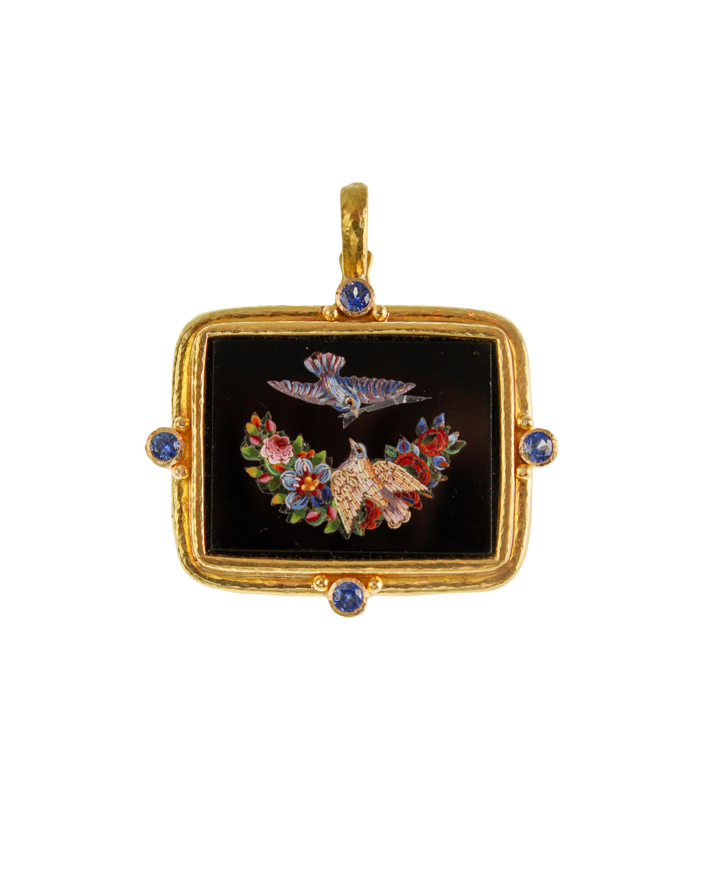 Antique 'Swallow and Dove' Micromosaic Pendant