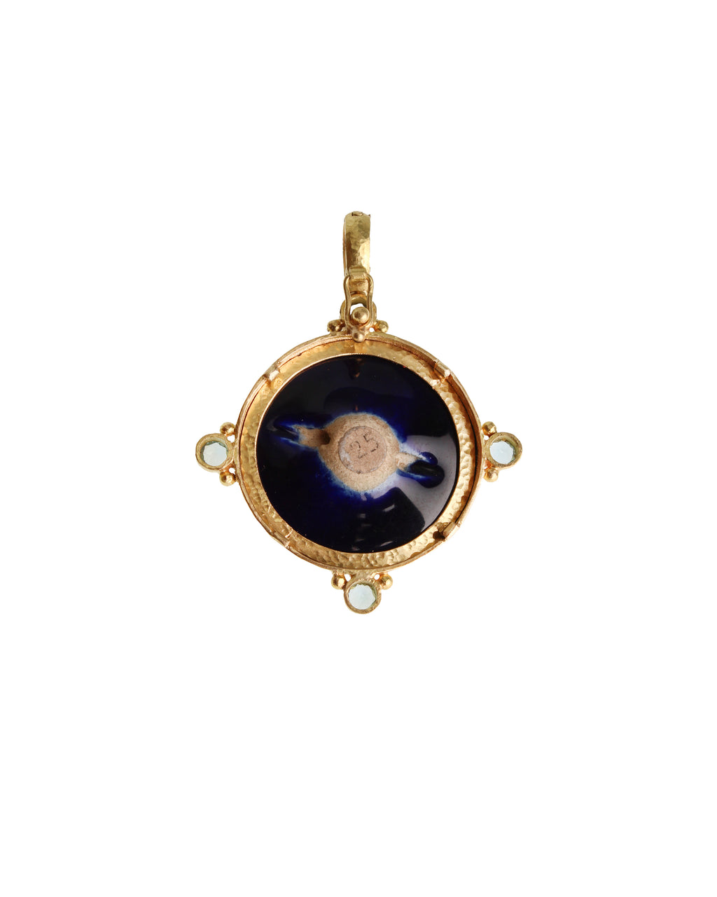 Antique Satsuma 'Dragon' Pendant with Aquamarine