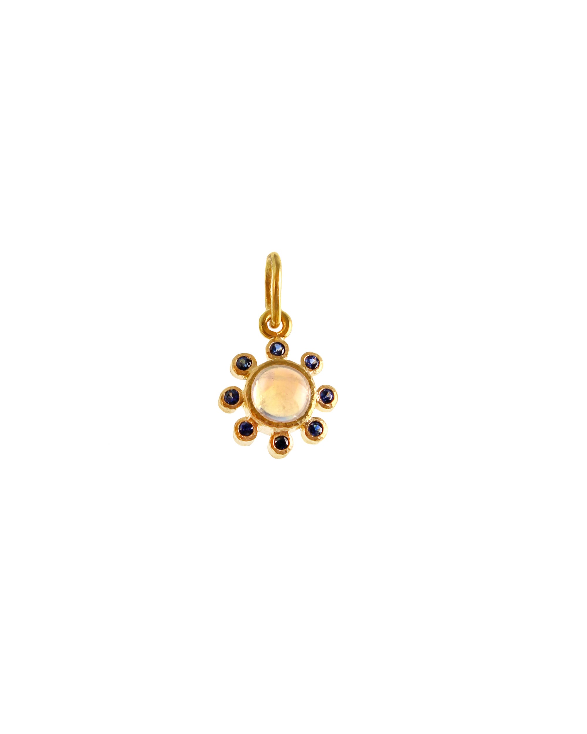Moonstone and Blue Sapphire Jump Ring Pendant