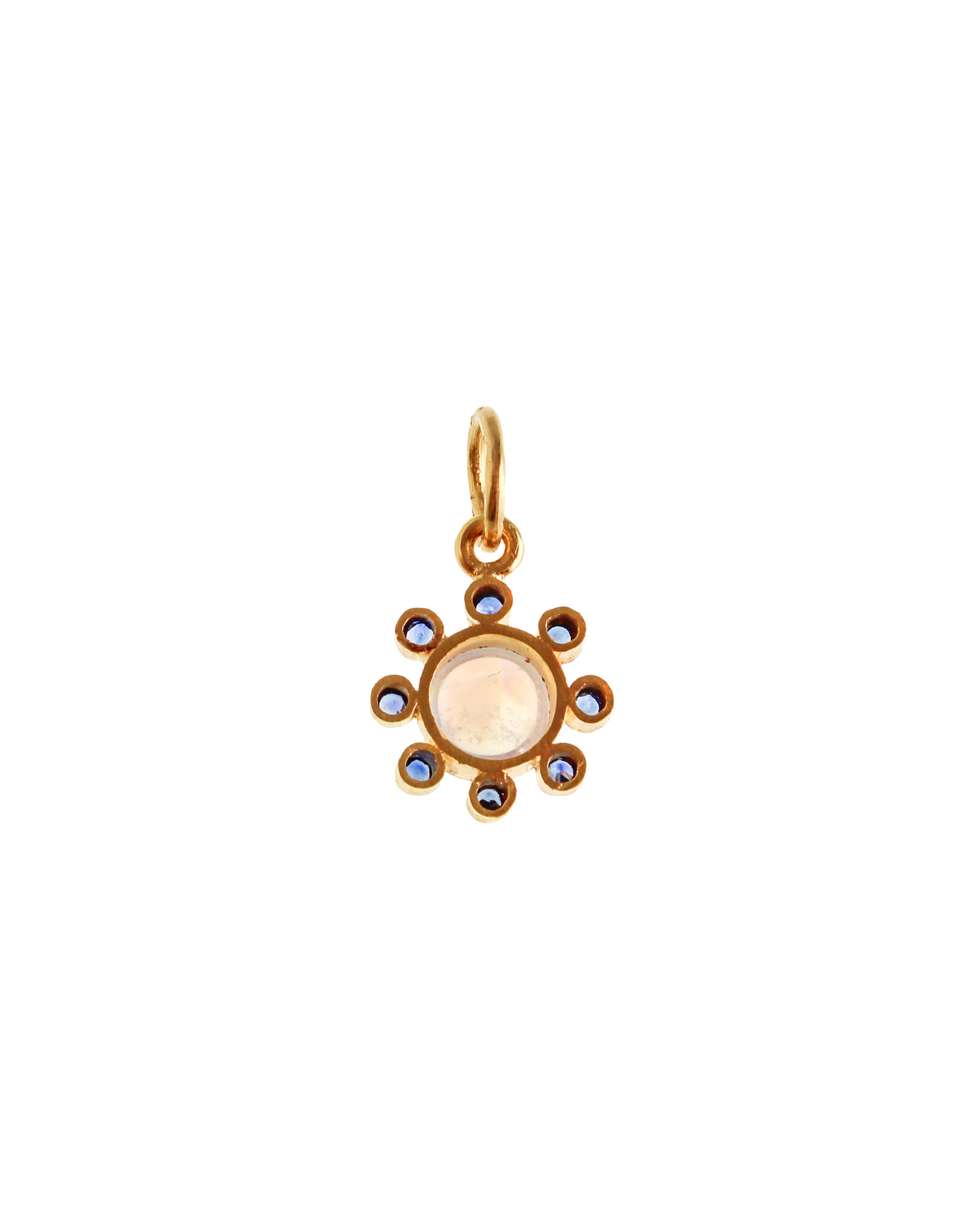 Moonstone and Blue Sapphire Jump Ring Pendant