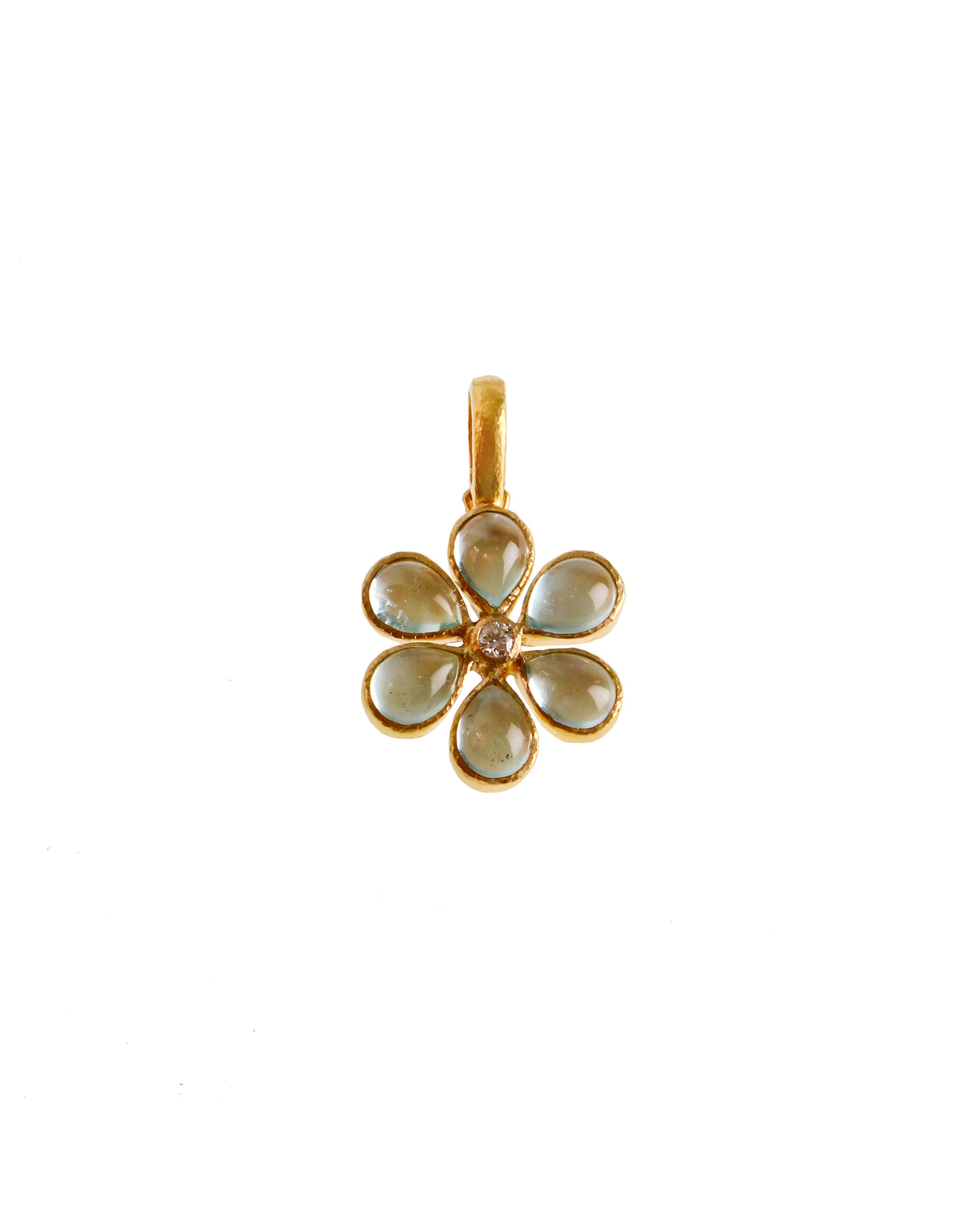 Aquamarine and Diamond 'Flower' Pendant
