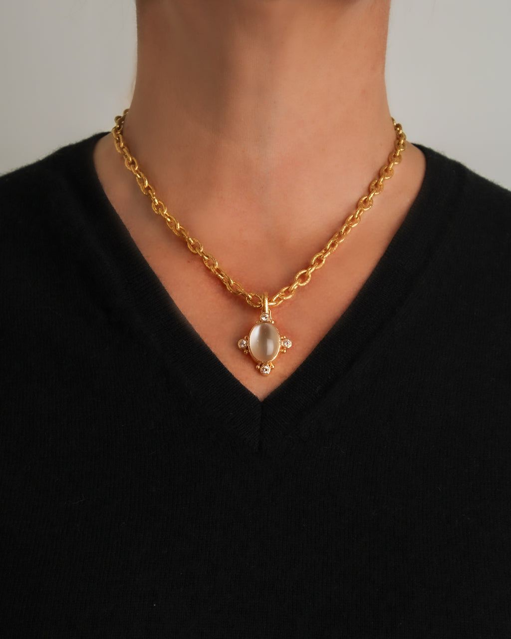 Moonstone and Diamond Pendant
