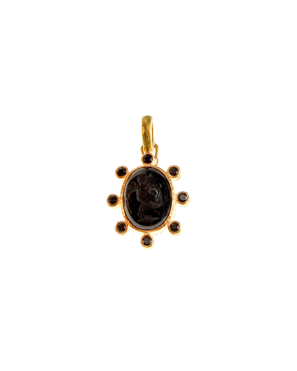 Onyx 'Cherub with Bow' Seal with Spinel Pendant