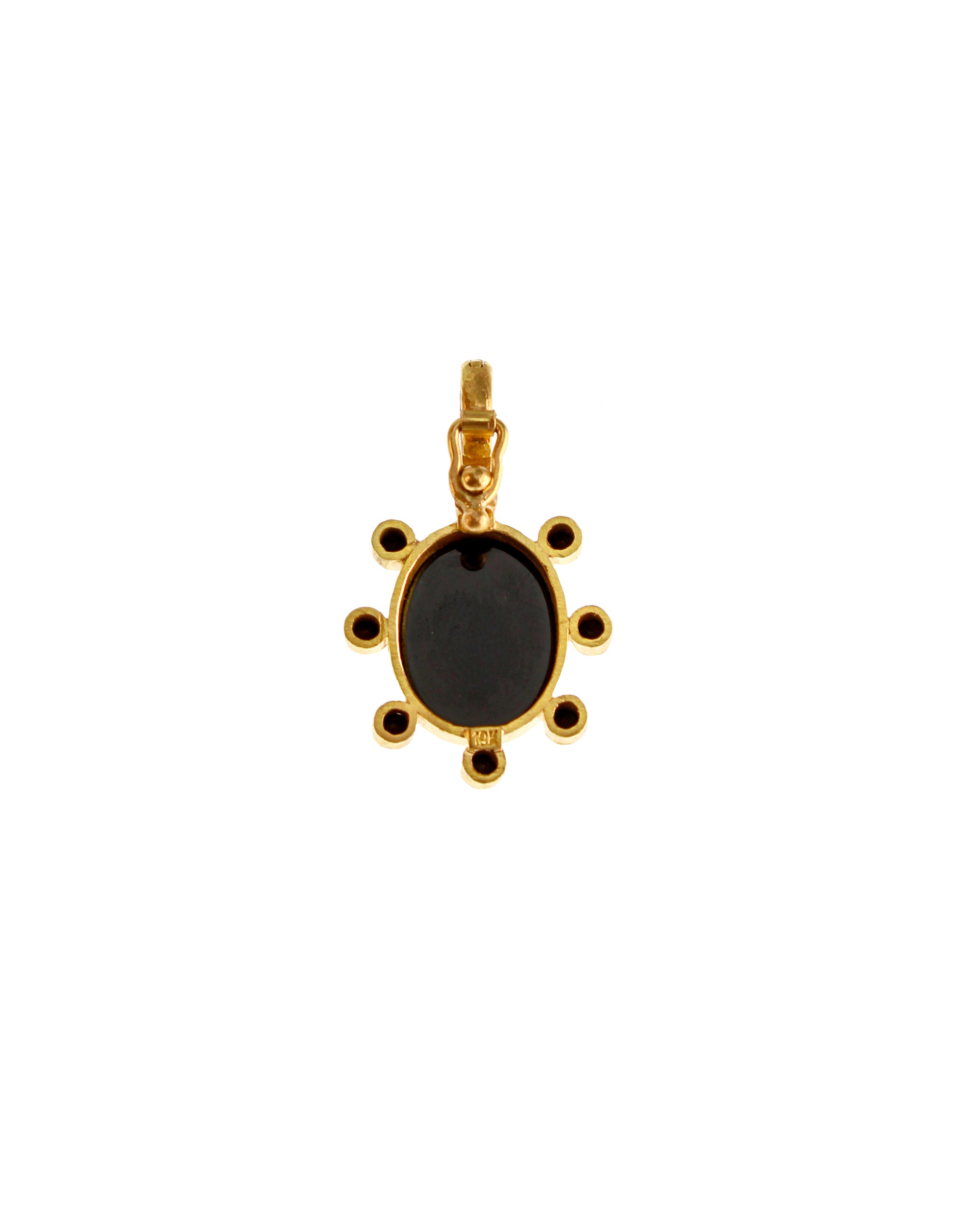 Onyx 'Cherub with Bow' Seal with Spinel Pendant