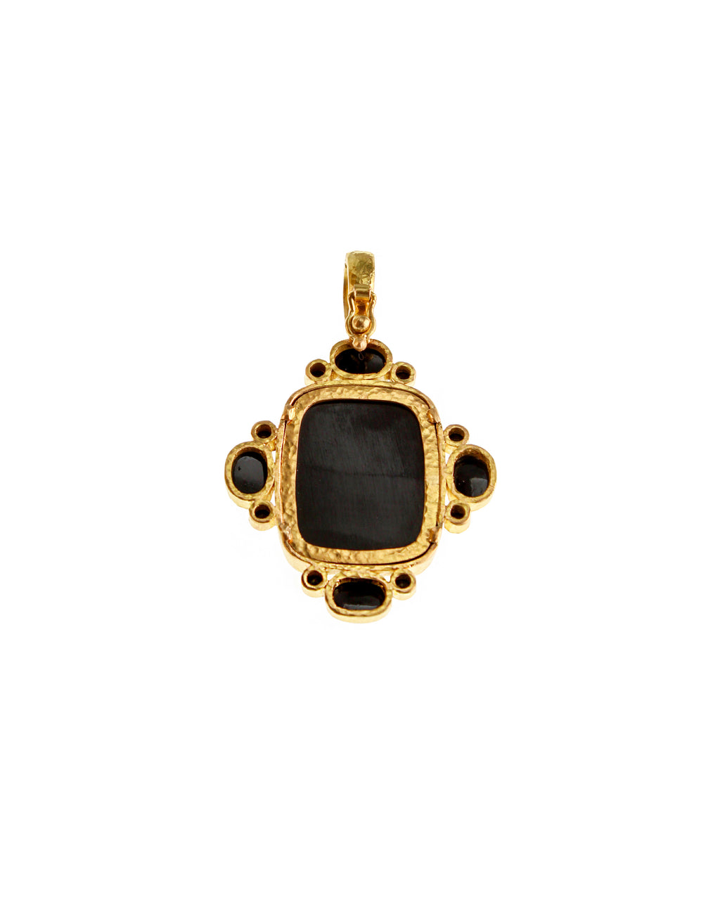 Onyx 'Elephant and Castle' Pendant with Spinel