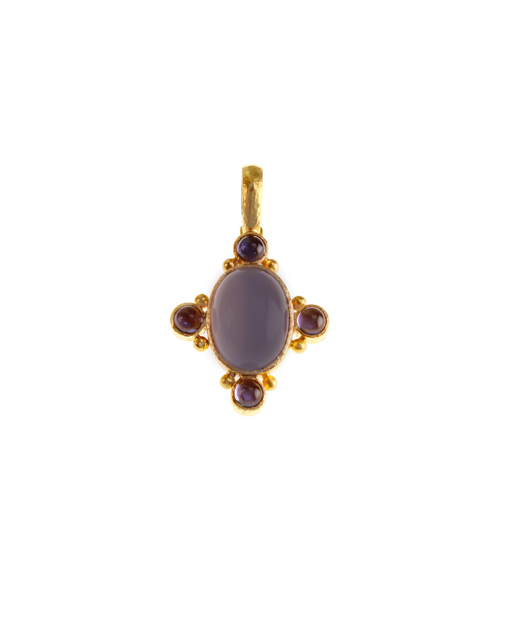 Blue Chalcedony and Iolite Pendant