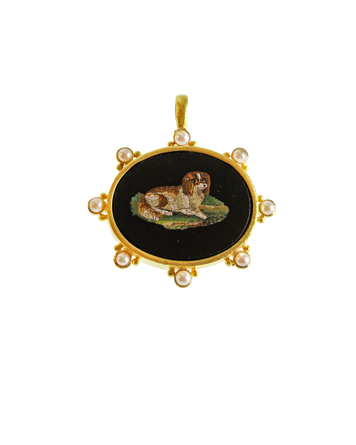 Antique Micromosaic Pendant with Pearls