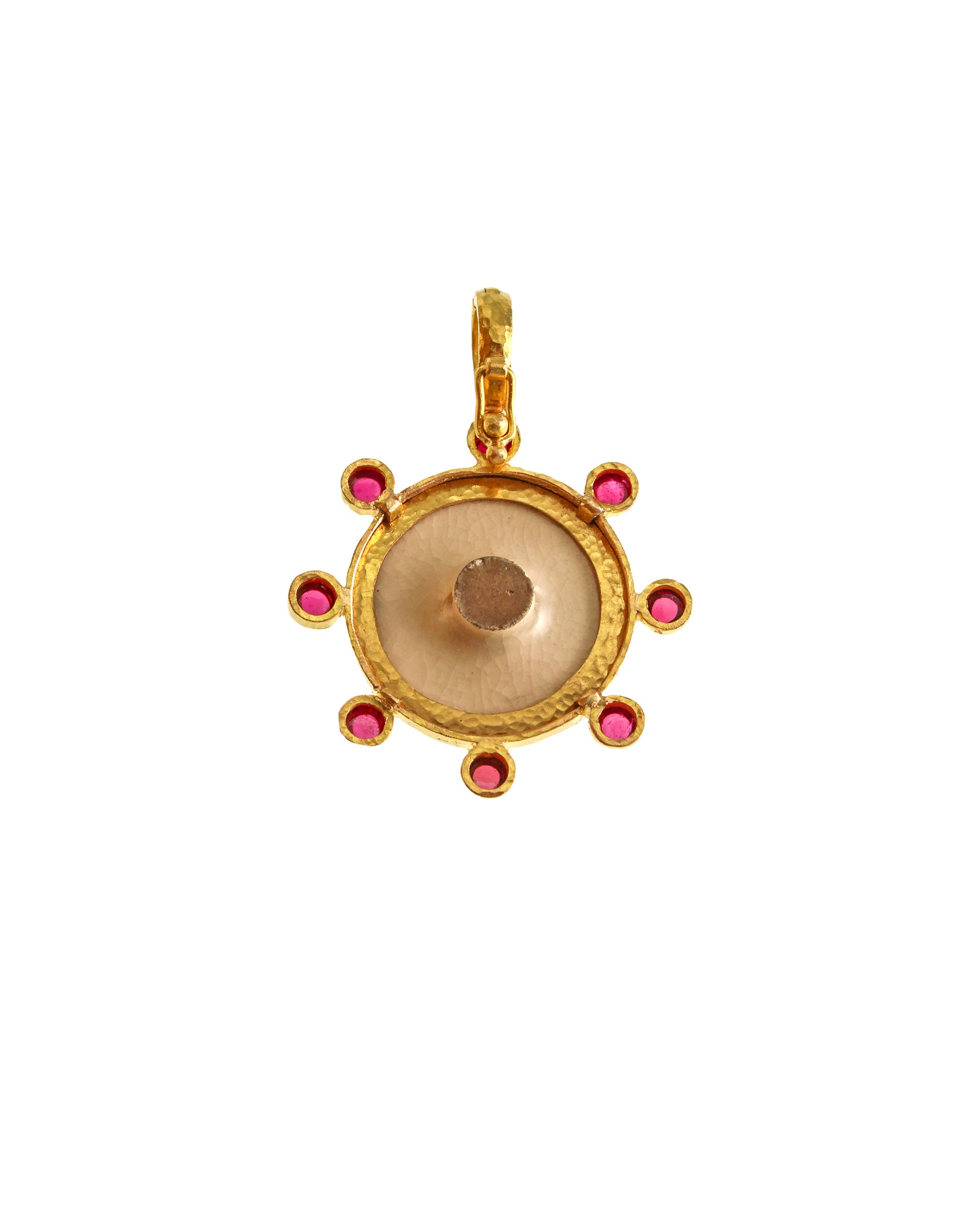 Antique Satsuma Button with Tourmaline Pendant