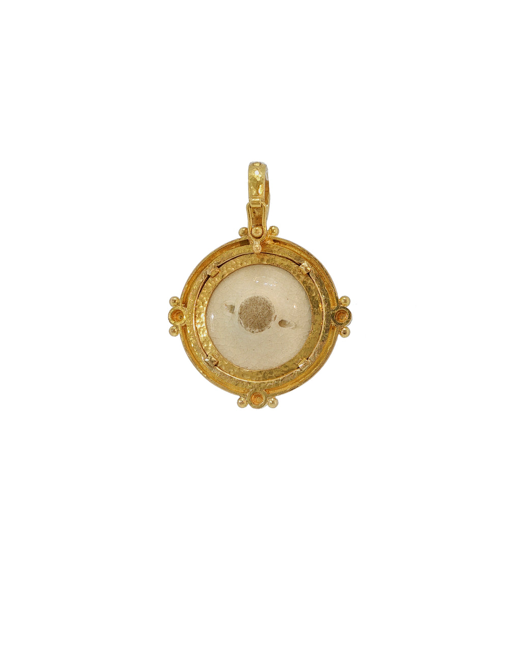 Antique Satsuma Porcelain 'Pink Flowers' Pendant