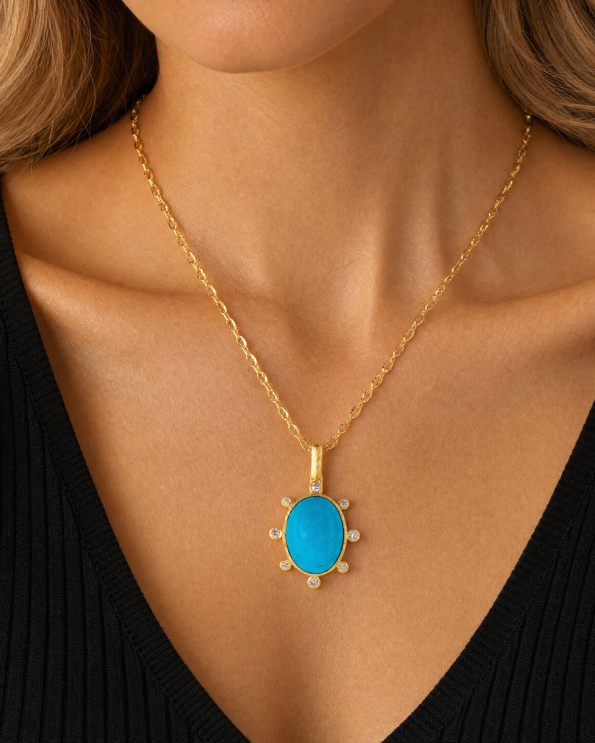 Sleeping Beauty Turquoise and Diamond Pendant