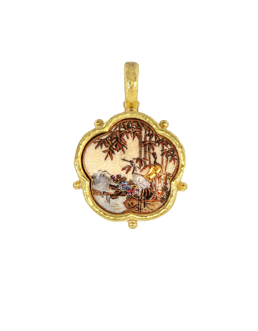 Satsuma Porcelain Button Pendant