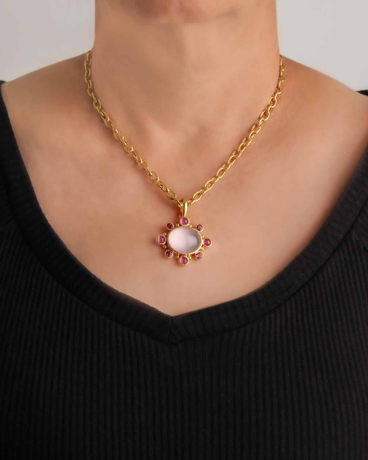 Rose Quartz and Pink Tourmaline Pendant