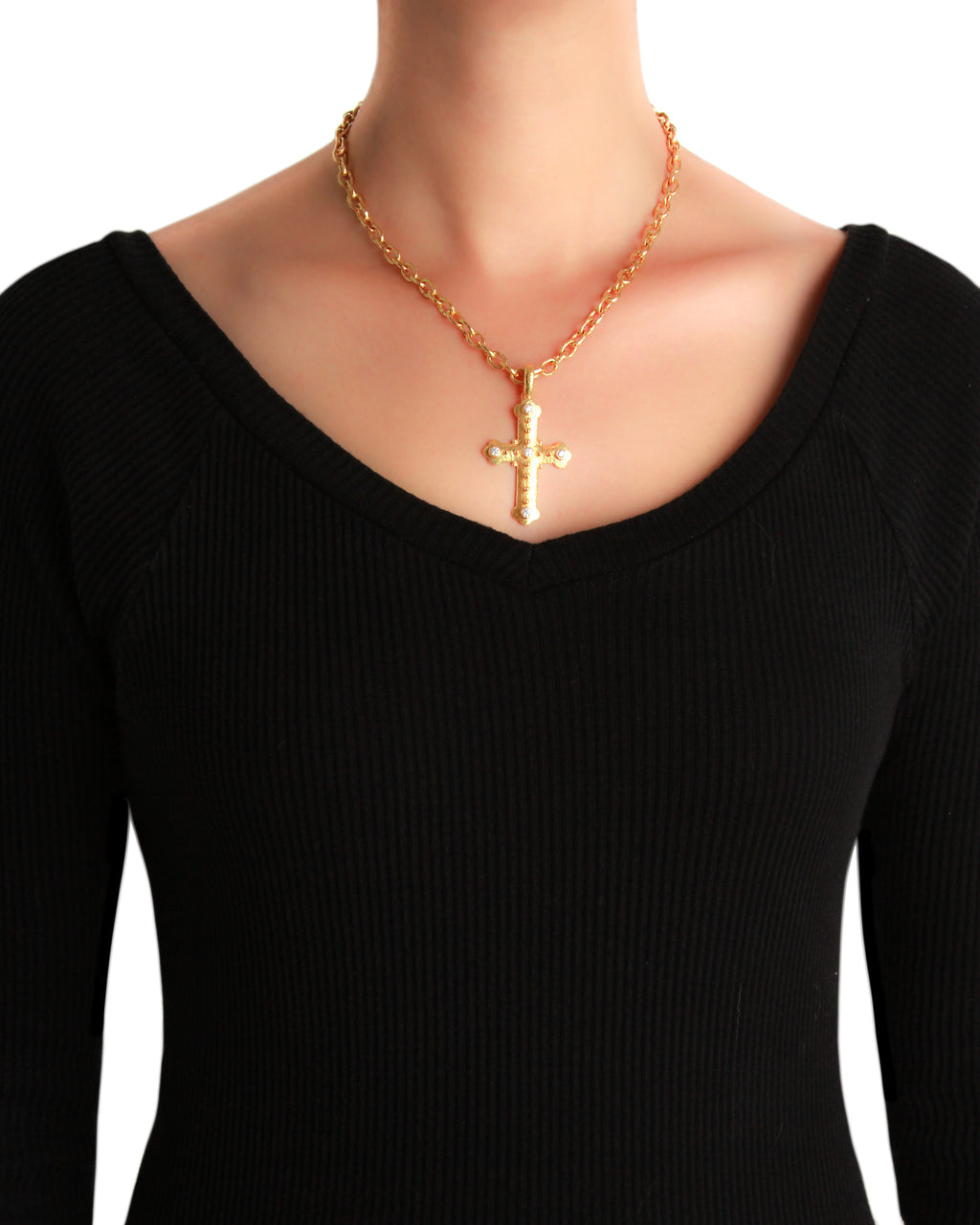 Byzantine Cross with Diamonds Pendant