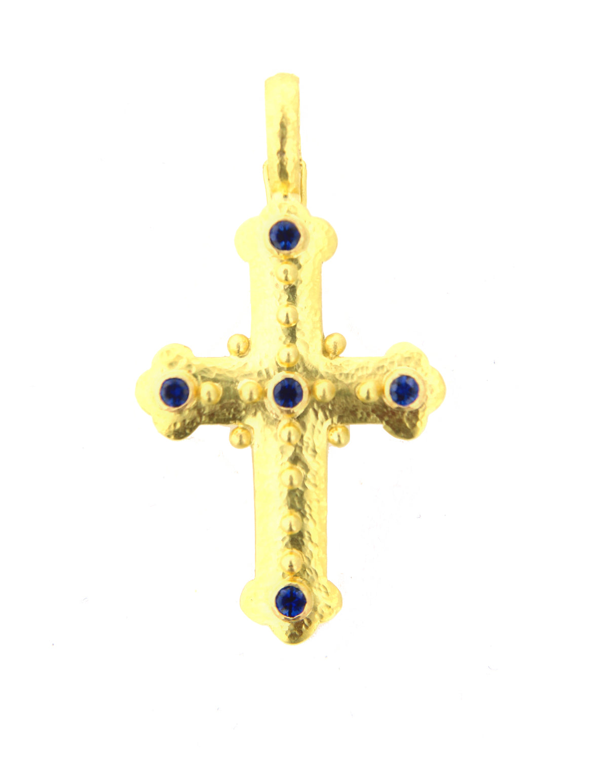 Byzantine Cross with Blue Sapphires Pendant