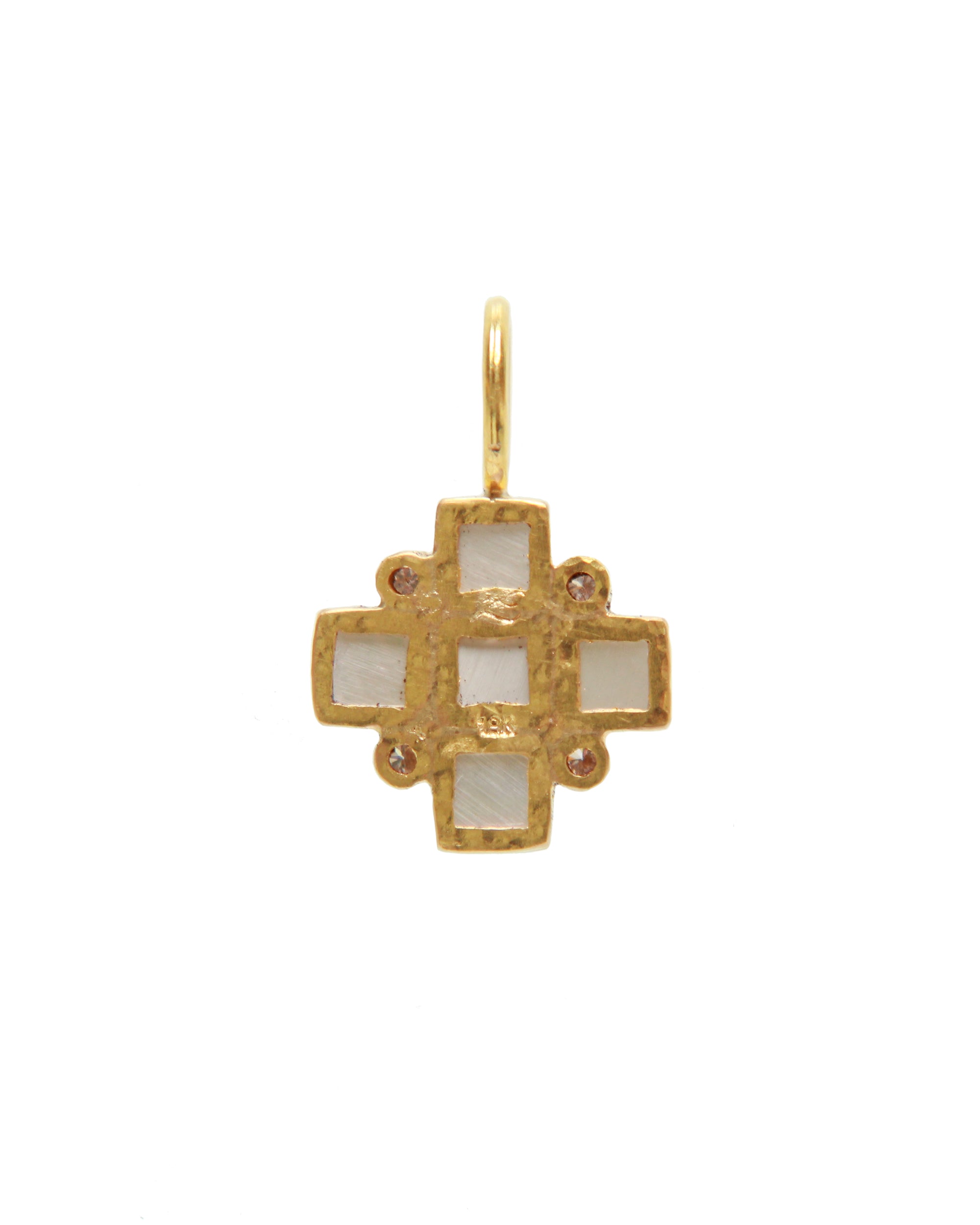 Small Aquamarine Square Cross Pendant