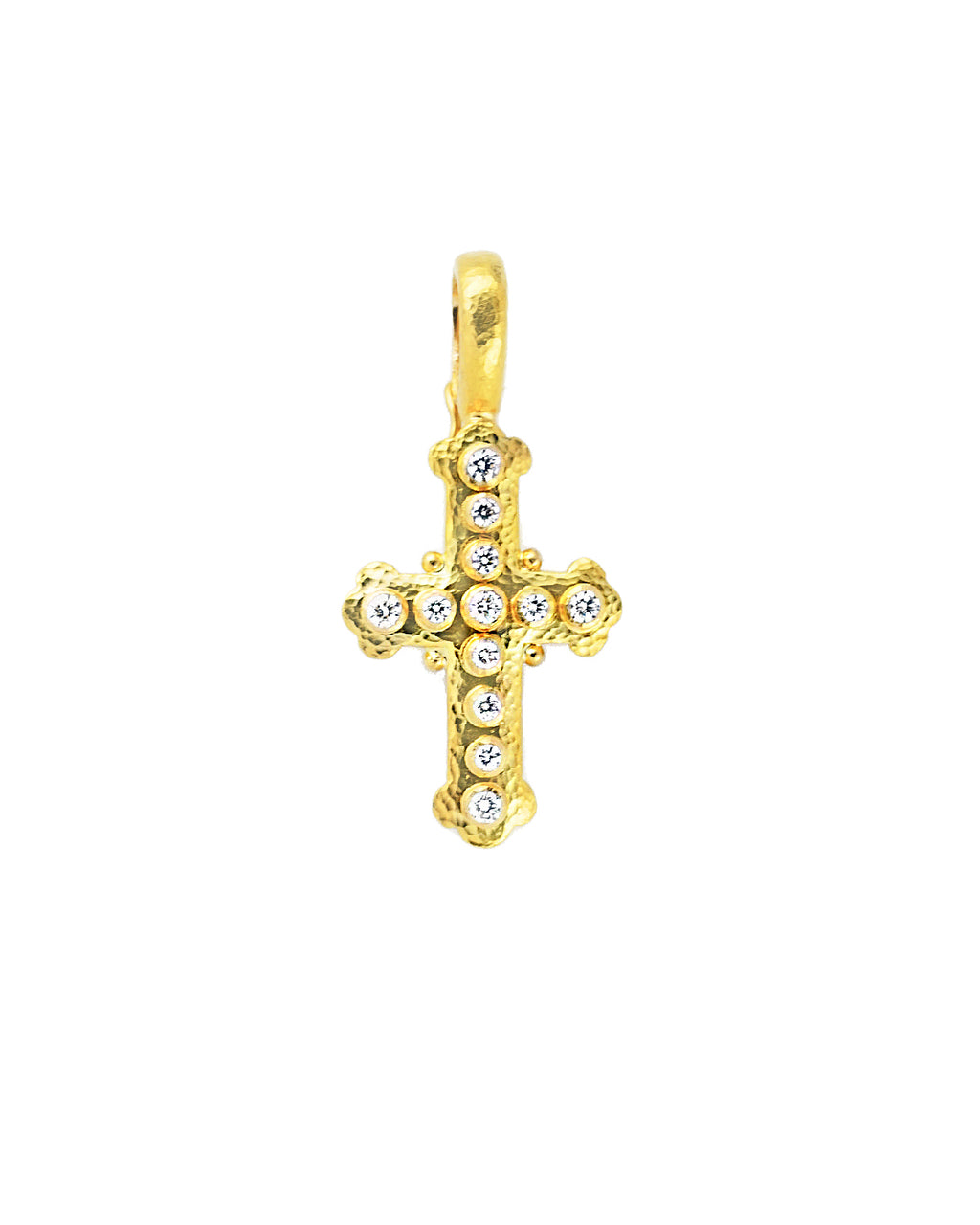 Small Byzantine Cross with Diamonds Pendant