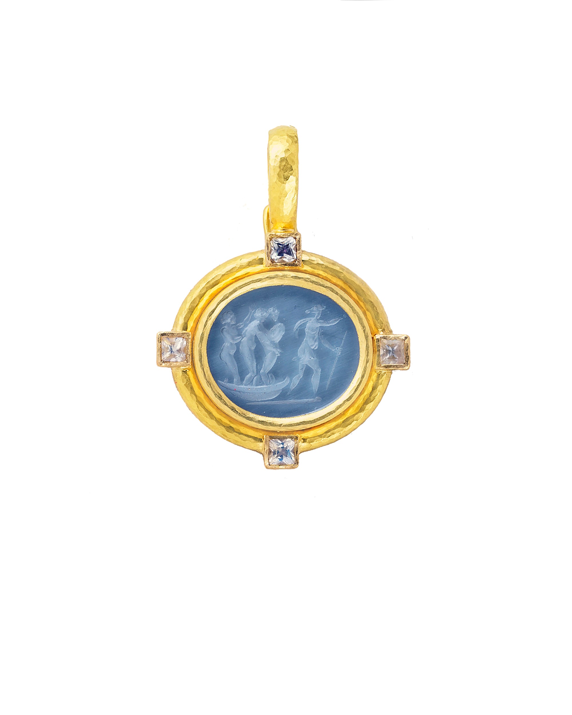 Cerulean 'Goddess on Boat' Pendant