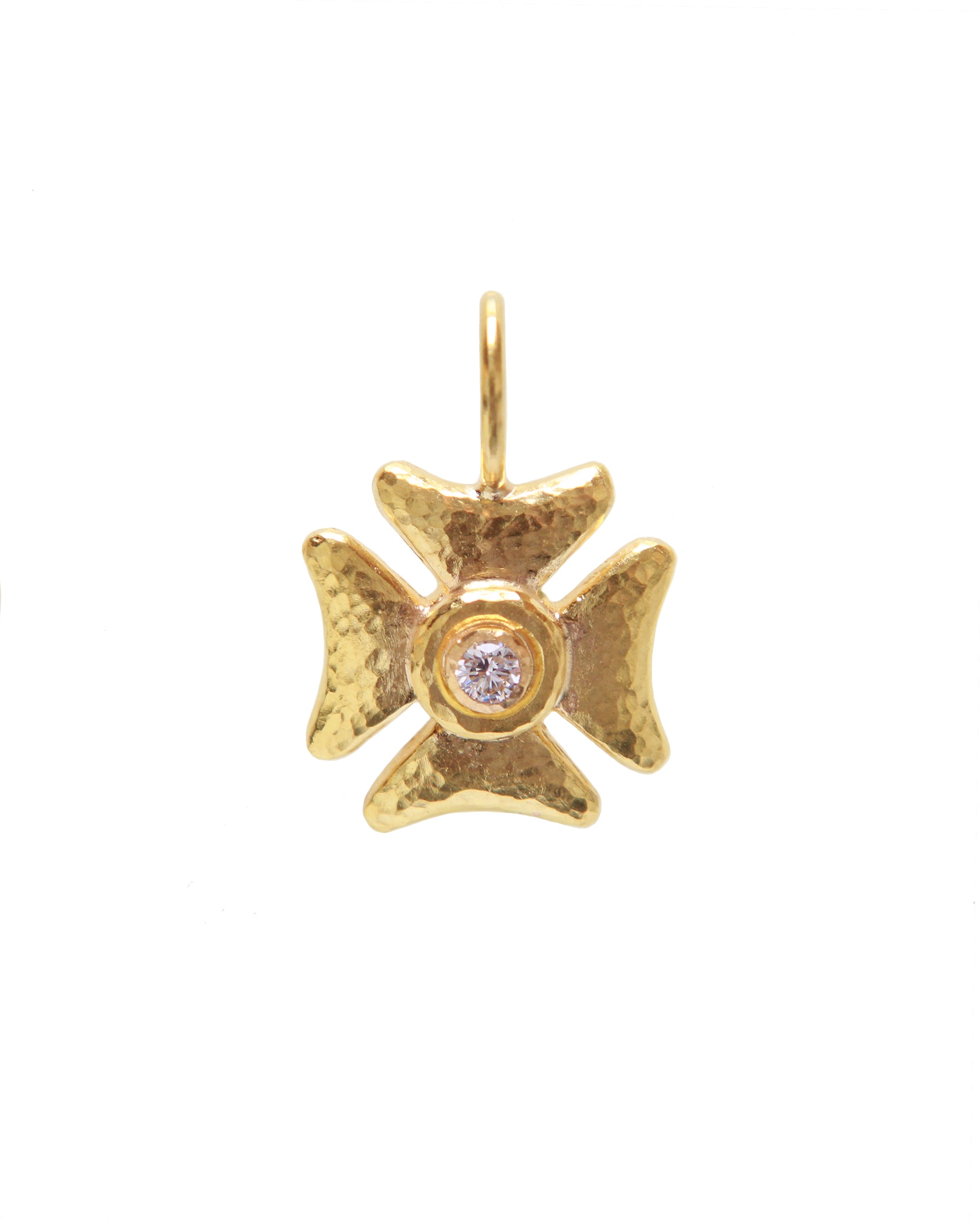 Small Maltese Cross with Diamond Pendant