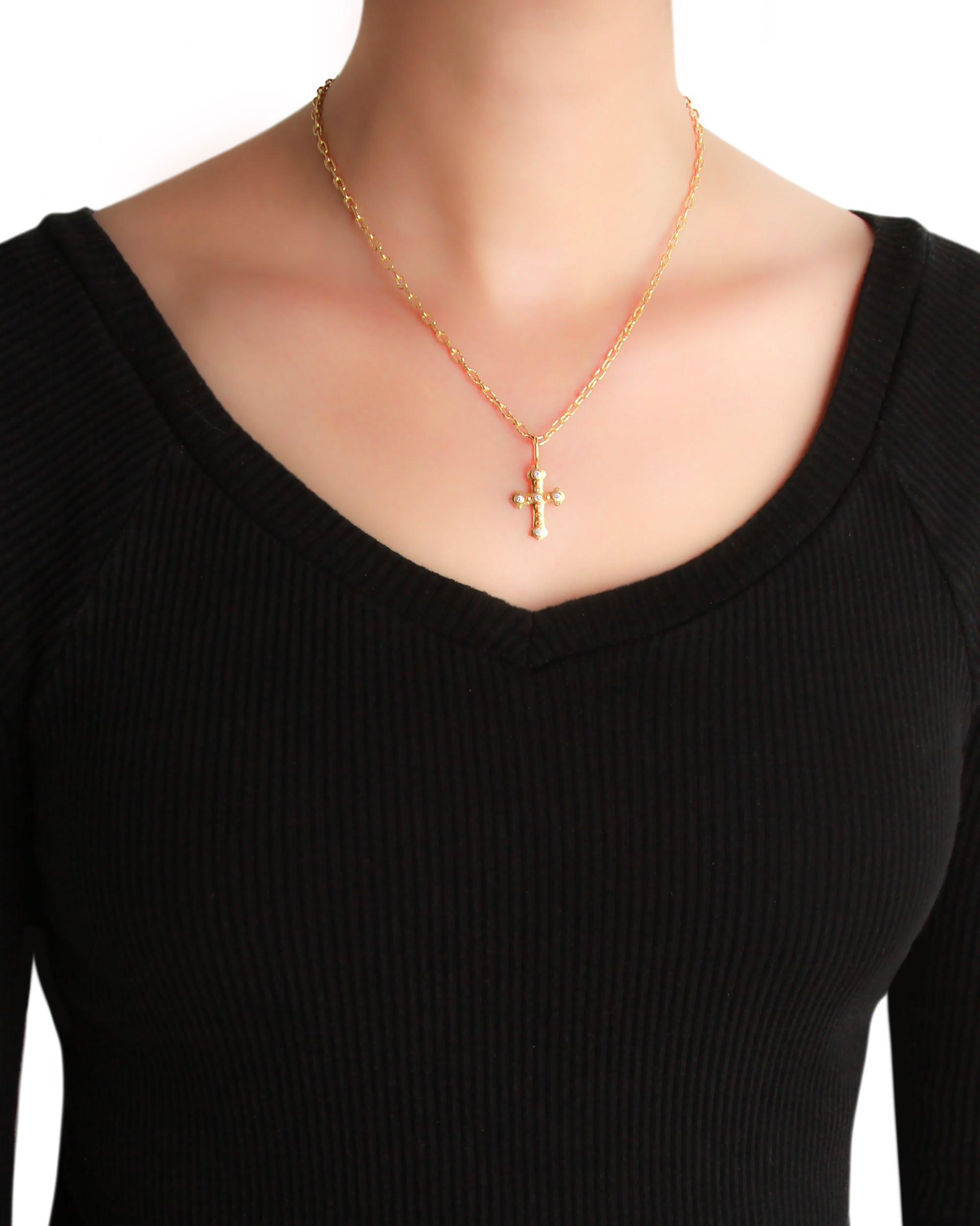 Diamond Byzantine Cross Pendant with Jump Ring