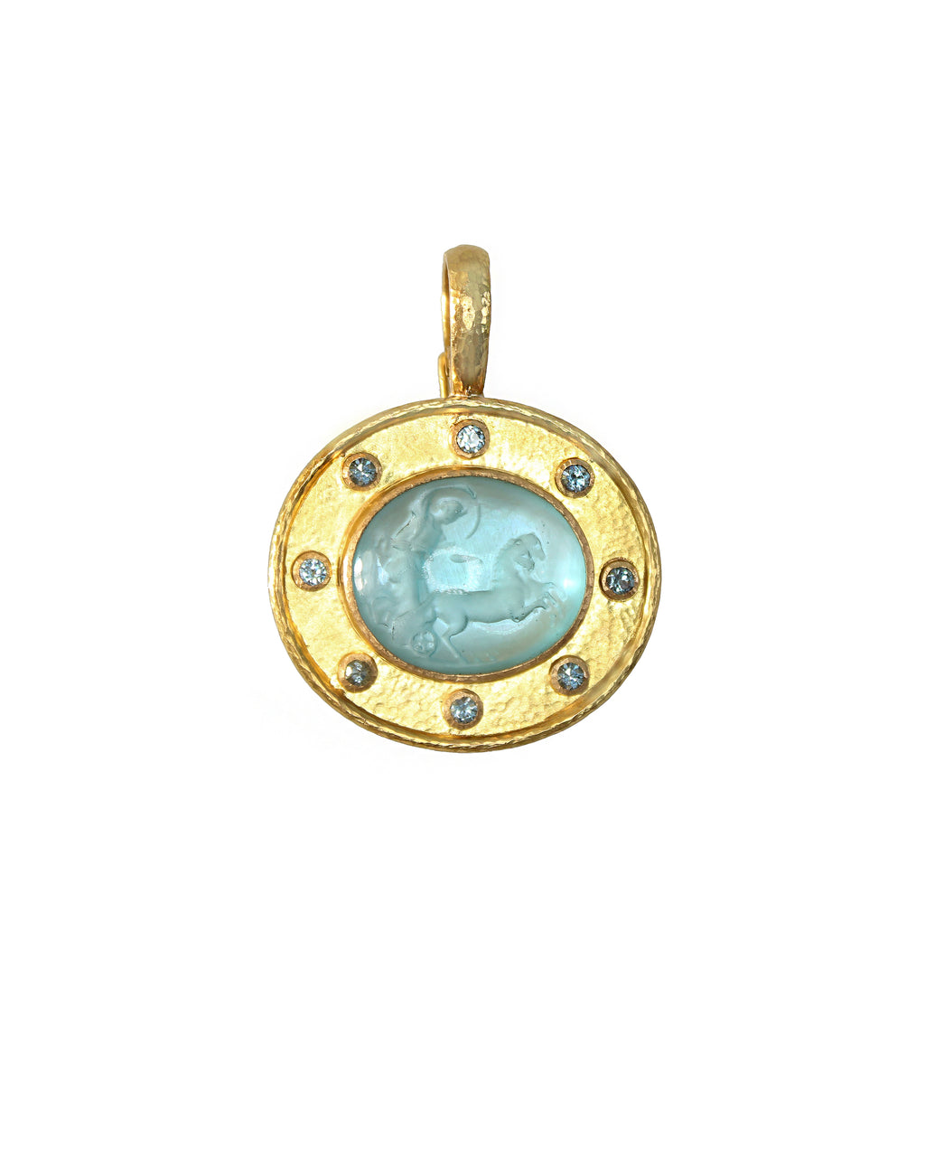 Light Aqua 'Goddess with Chariot' Pendant