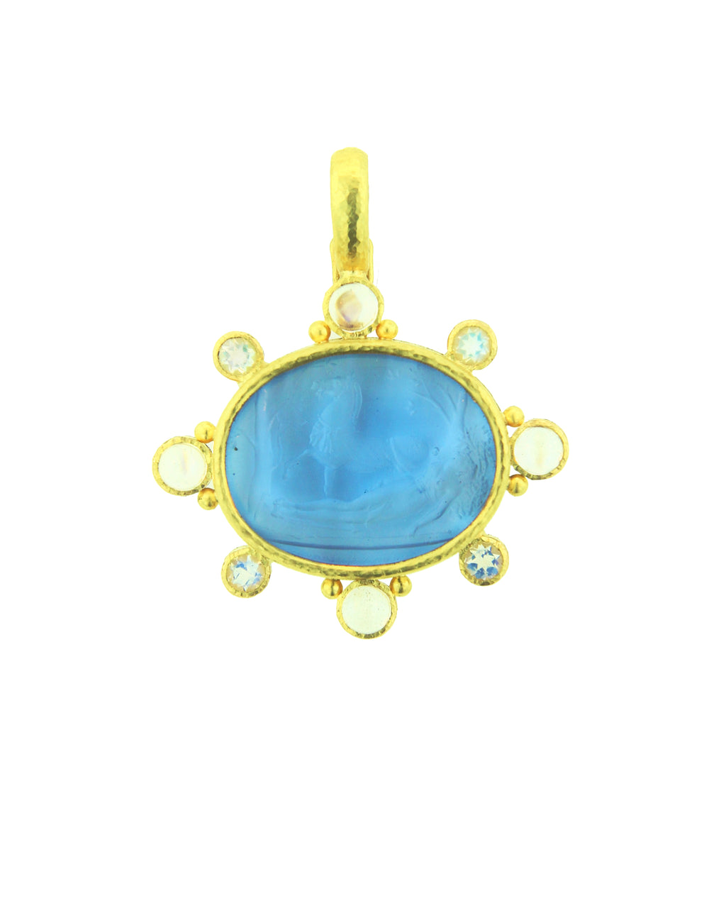 Cerulean 'Horse with Sleeping Maiden' Pendant