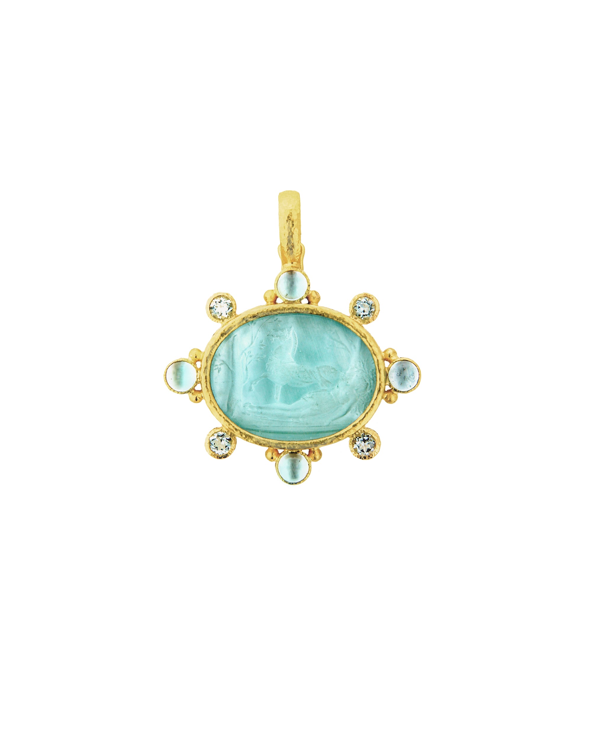 Light Aqua 'Horse with Sleeping Maiden' Pendant