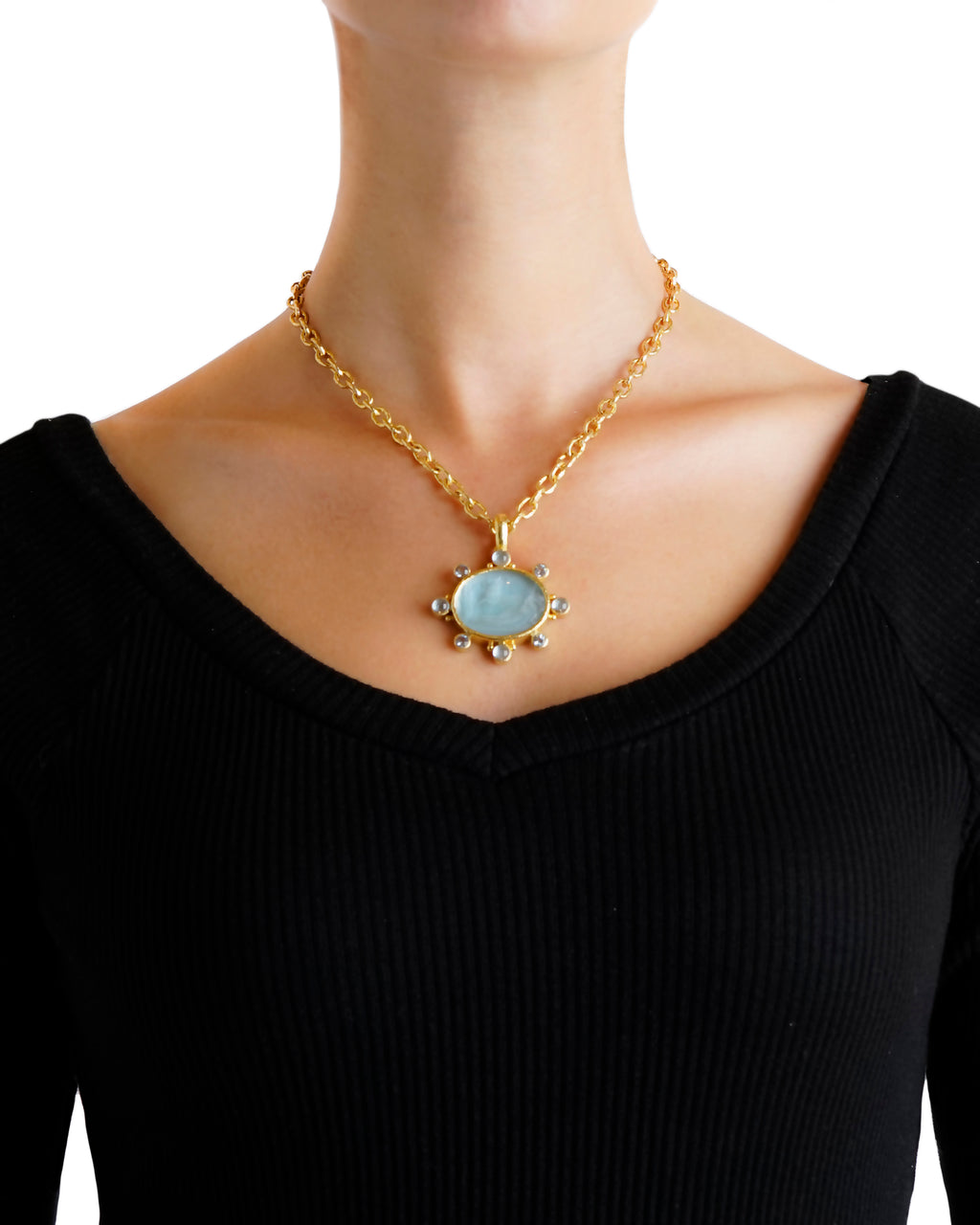 Cerulean 'Horse with Sleeping Maiden' Pendant