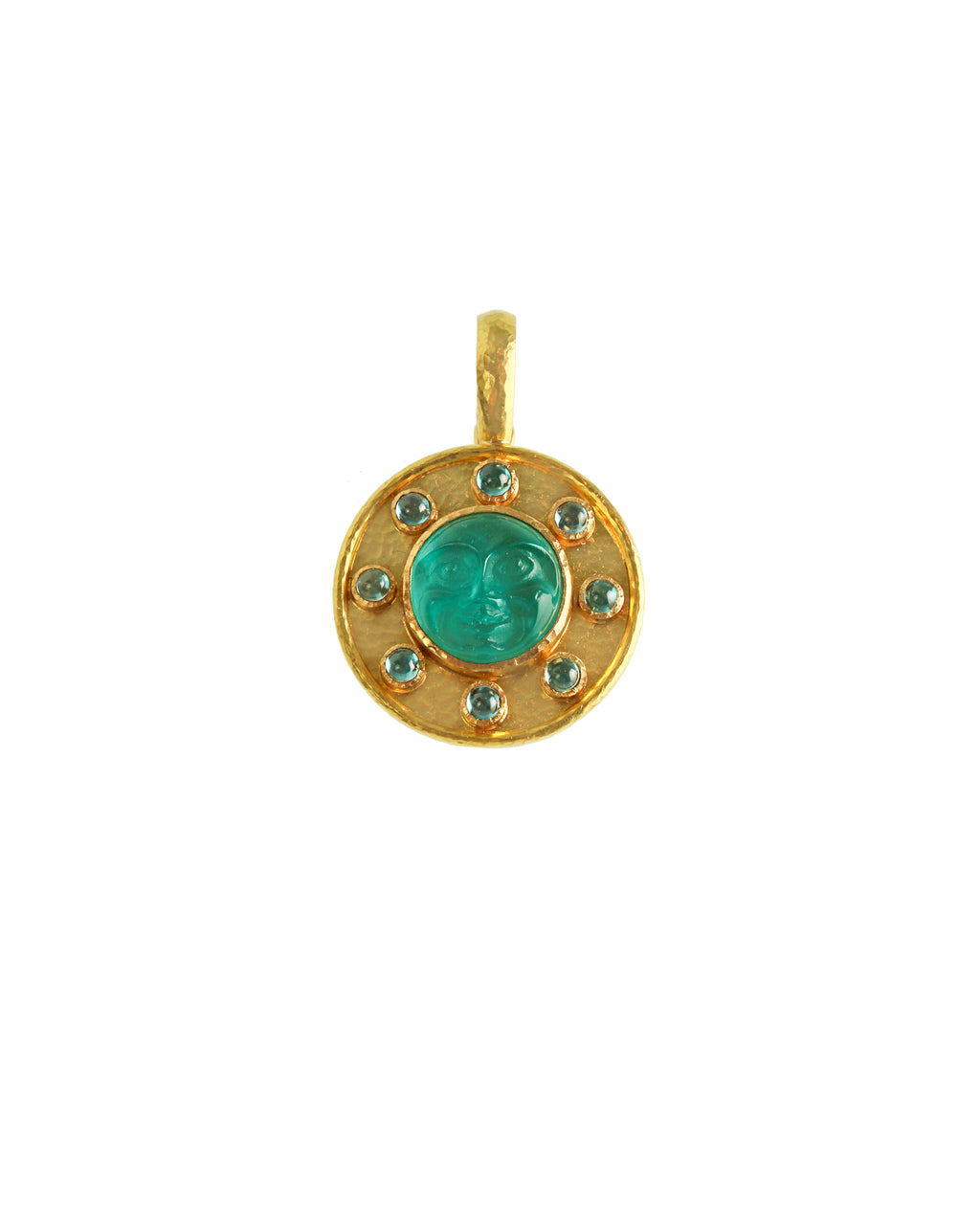 Teal 'Man-in-Moon' Pendant