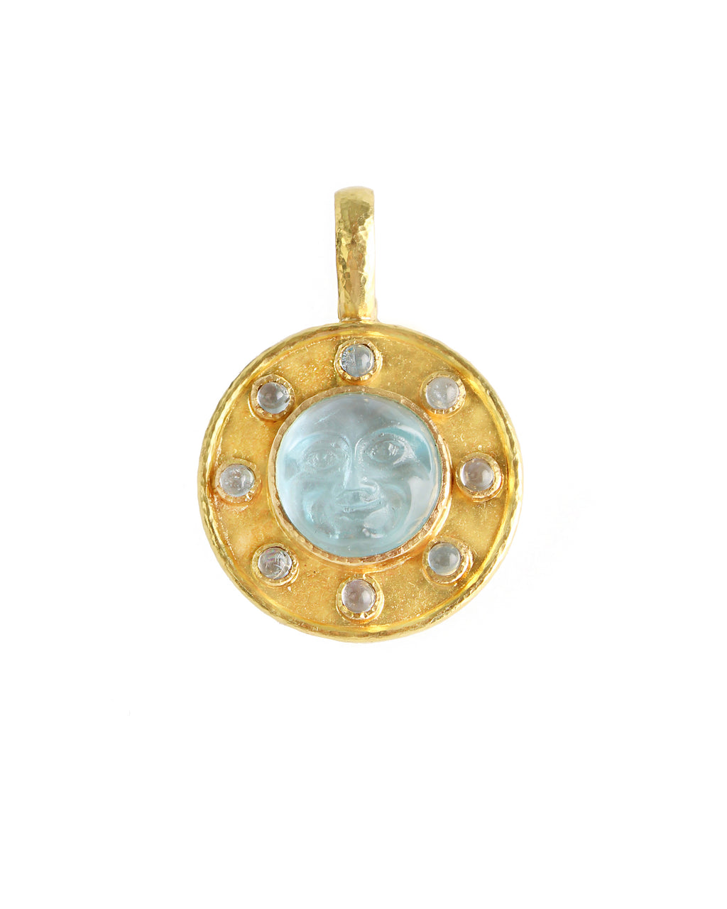 Light Aqua 'Man-in-Moon' Pendant