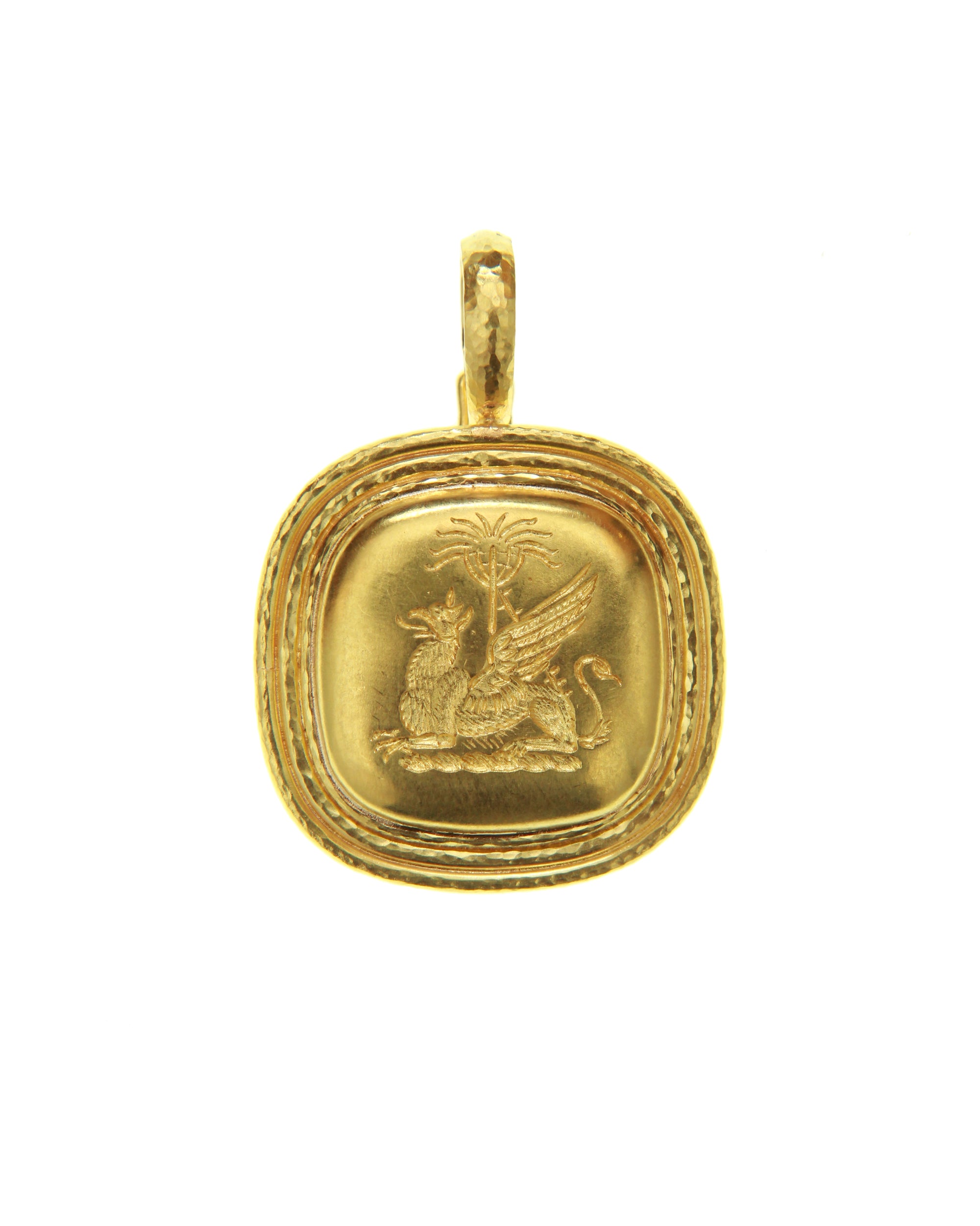 Gold 'Griffin & Palm' Livery Button Pendant