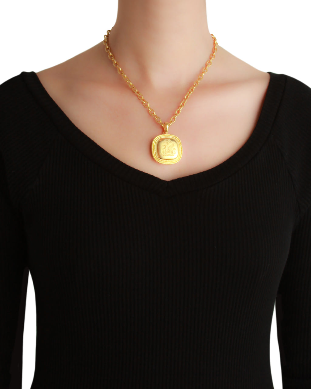 Gold 'Griffin & Palm' Livery Button Pendant