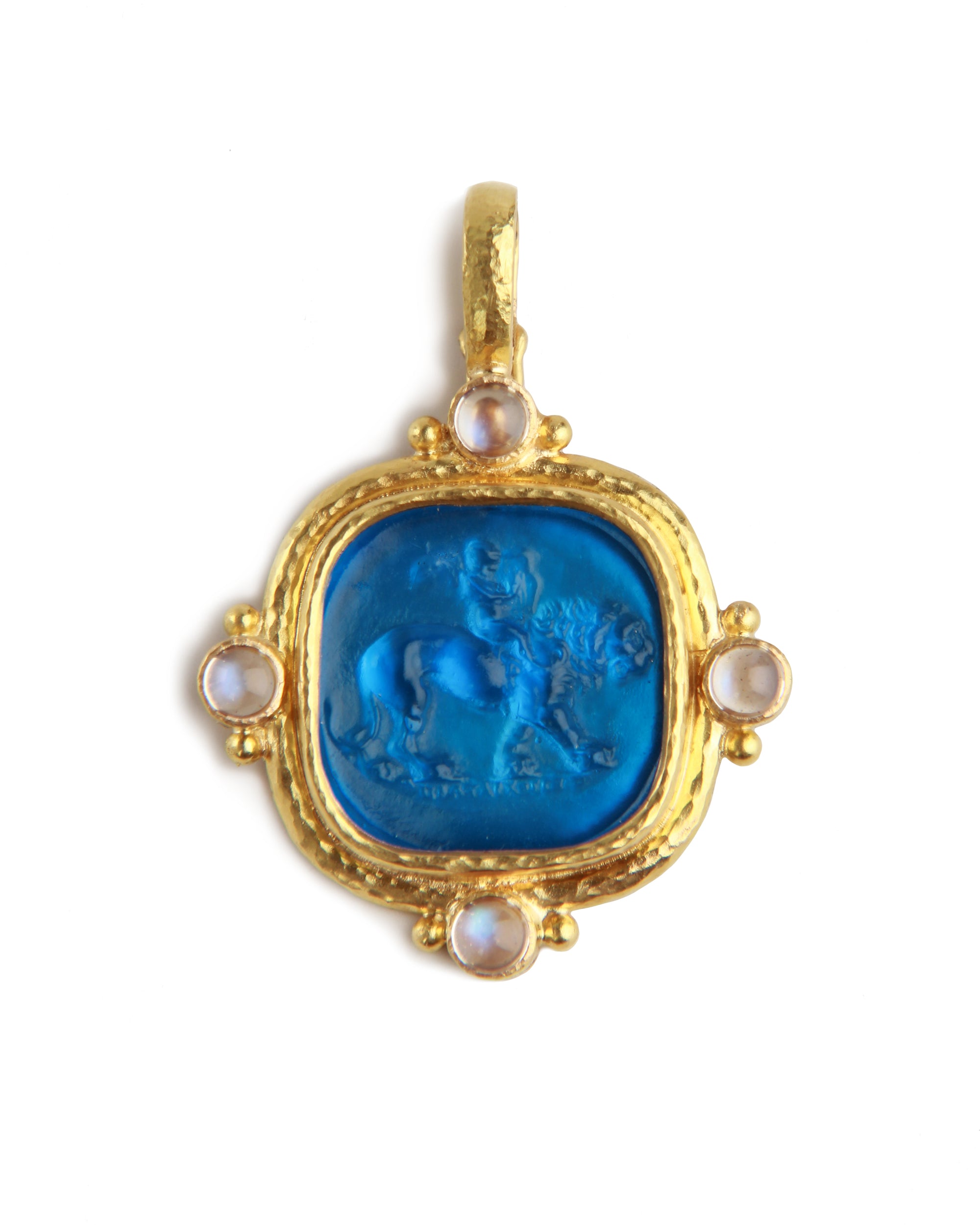 Peacock 'Cupid Riding Lion' Pendant